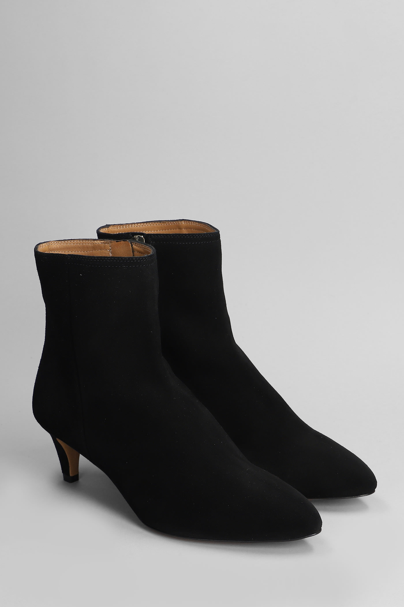 Shop Isabel Marant Deone Low Heels Ankle Boots In Black Suede