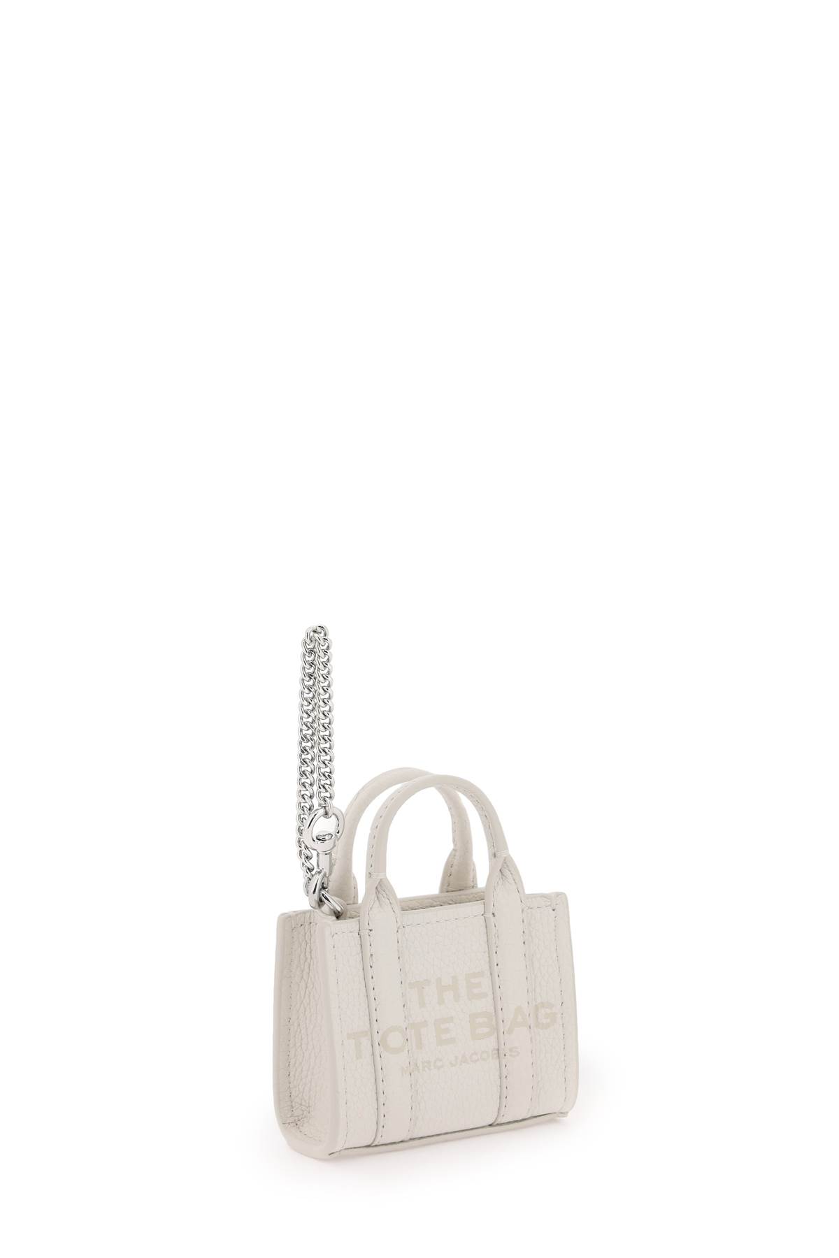 Marc Jacobs The Nano Tote Bag Charm In Cotton Silver (white)