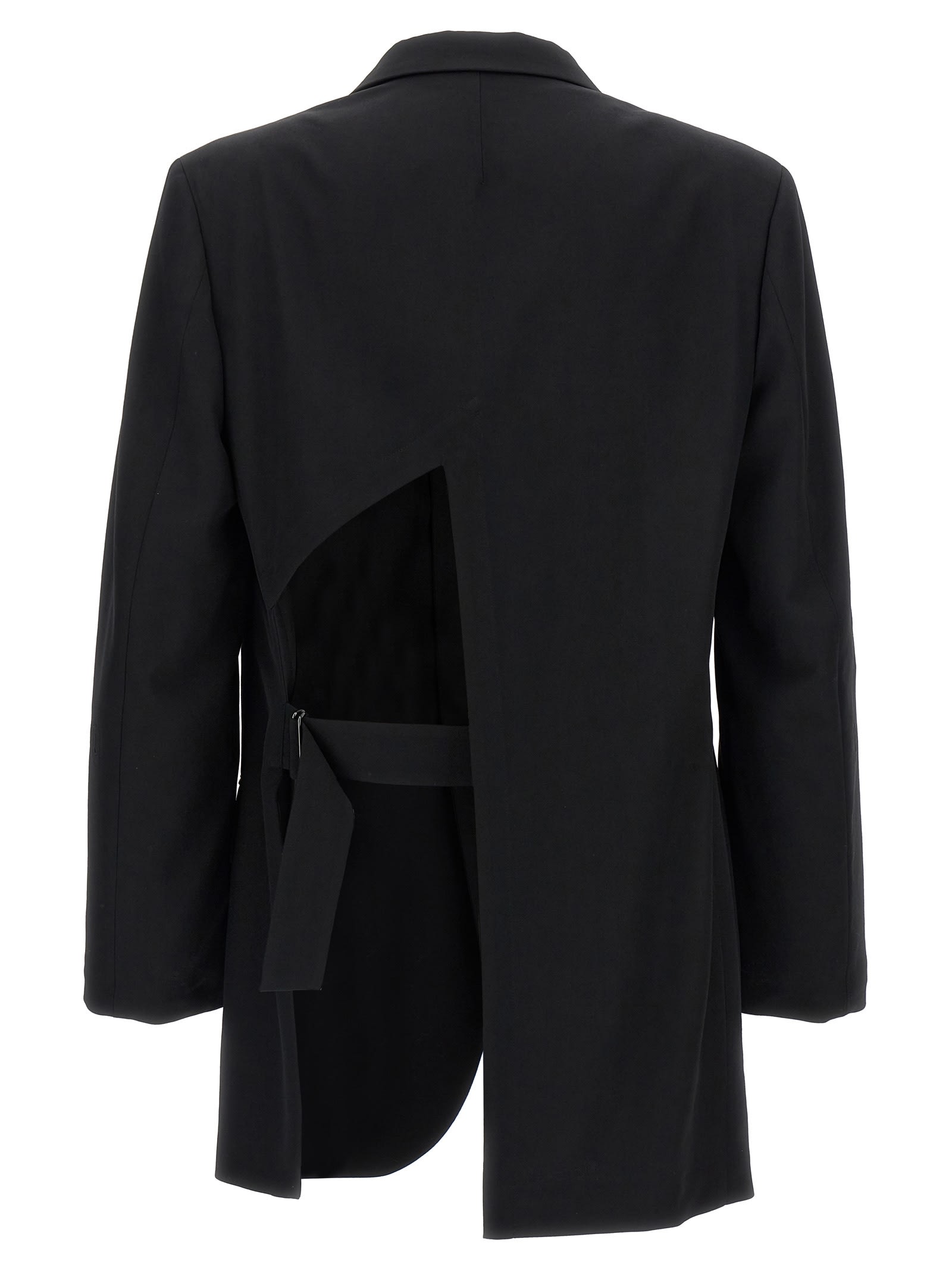 Yohji Yamamoto Single-breasted Blazer With Back Opening In Black