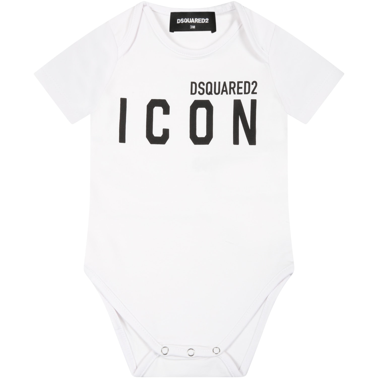 Dsquared2 White Bodysuit For Baby Boy With Black Logo