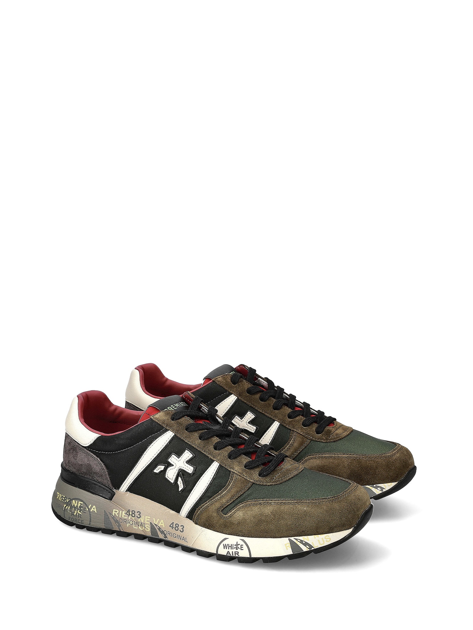 Shop White Premiata Sneaker Lander 6905 Green Men In Verde