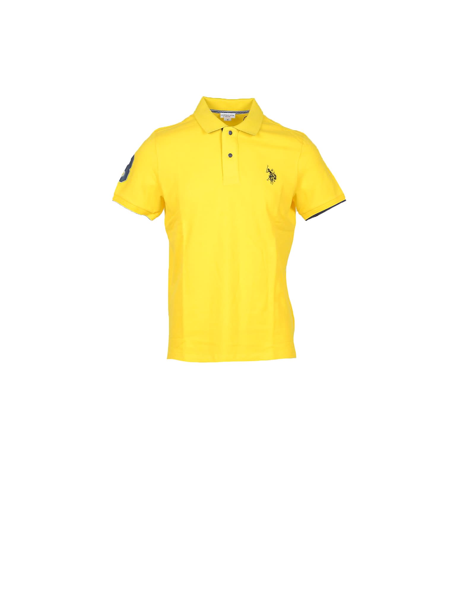 U.s. Polo Assn. Yellow Piqué Cotton Mens Polo Shirt