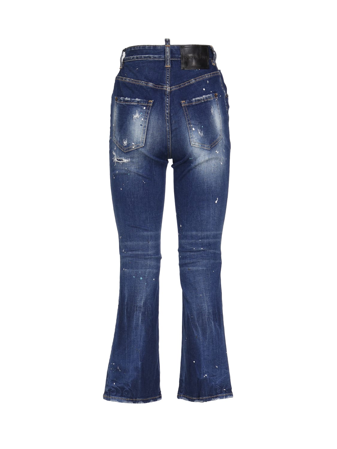 Shop Dsquared2 Cropped Flared Jeans In Blu Denim