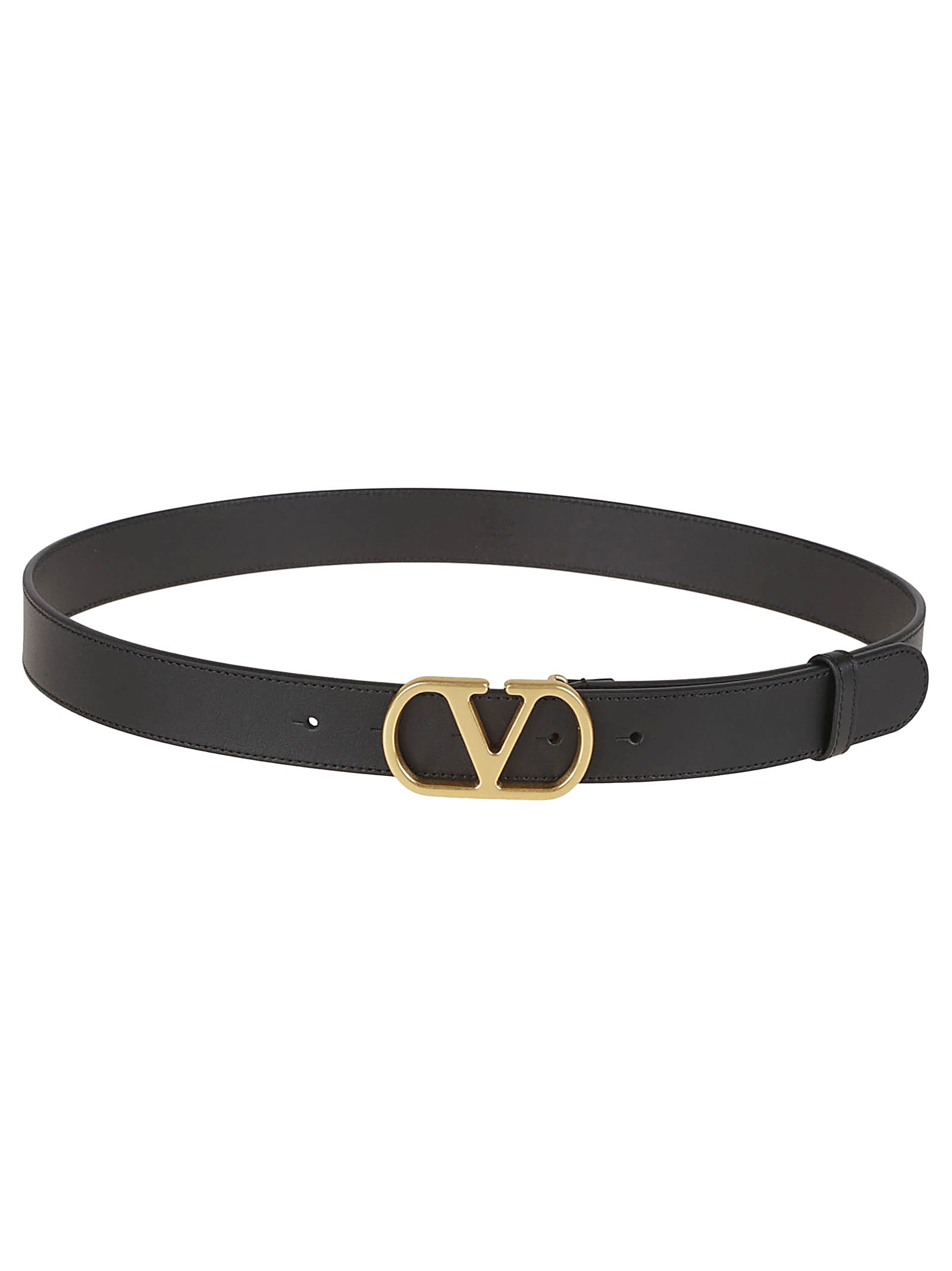 Valentino Garavani Vlogo Signature Leather Belt In Black