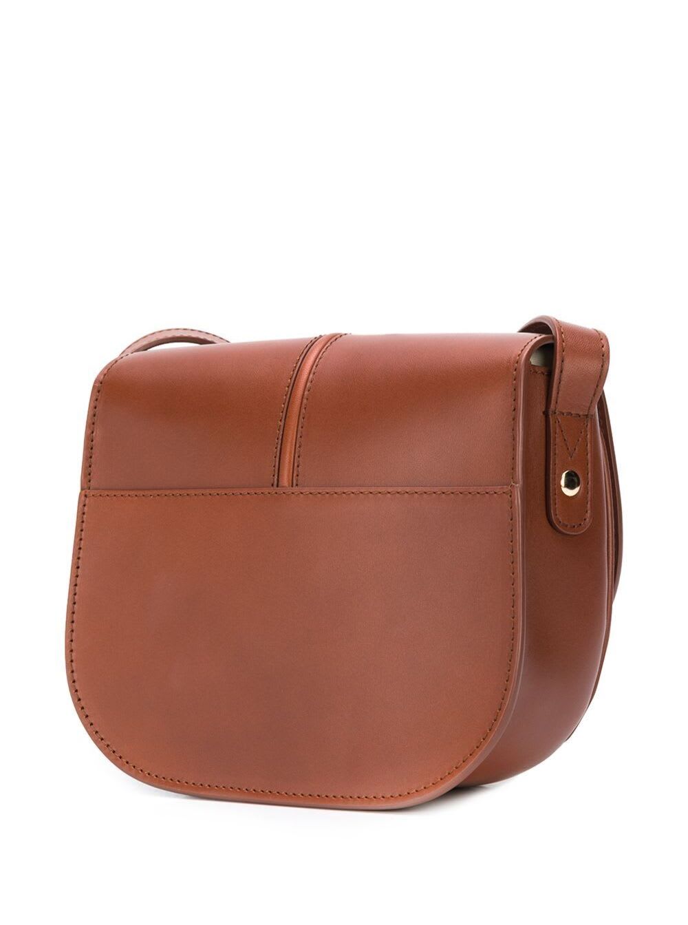 Shop Apc Betty Crossbody Bag In Brown Leather With Logo Woman In Beige