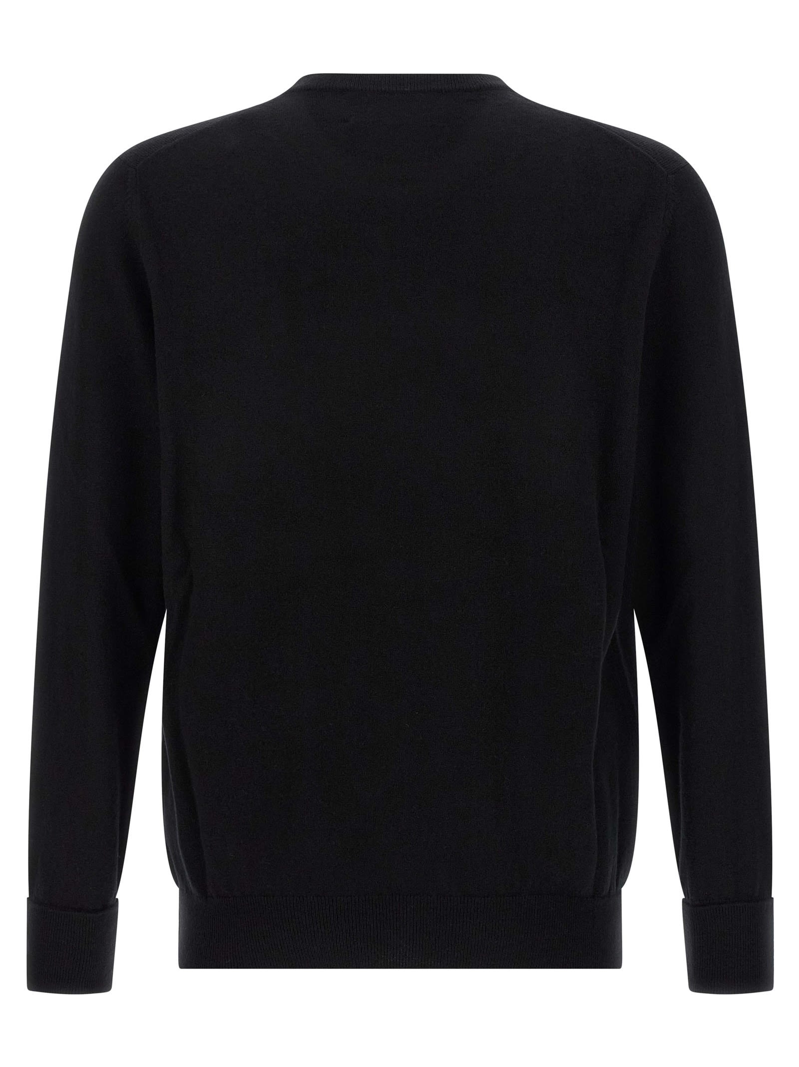 Ballantyne Cashmere Crewneck Sweater With Ribbed Cuffs In Black