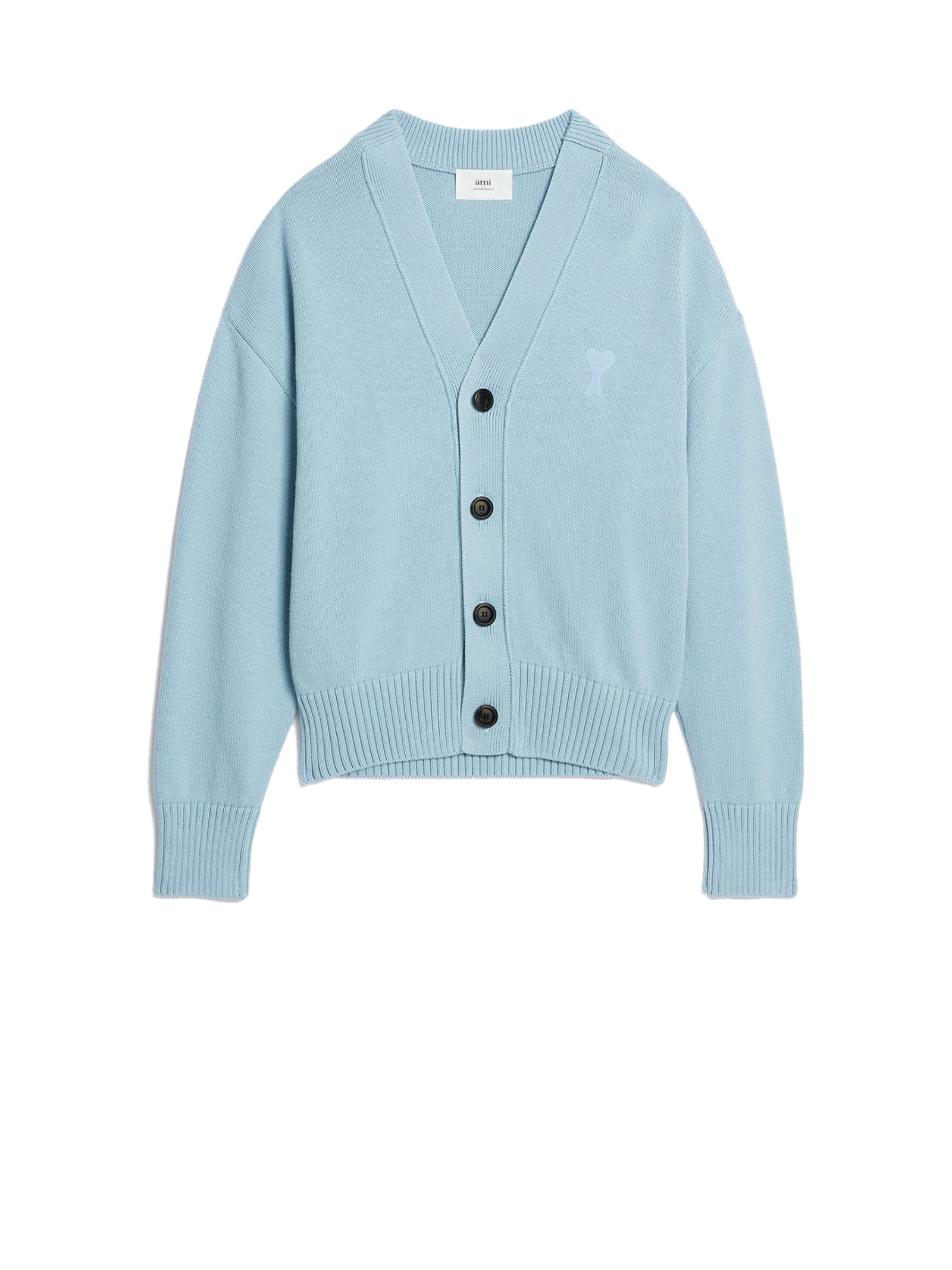 AMI ALEXANDRE MATTIUSSI LIGHT BLUE CARDIGAN IN COTTON WITH BUTTONS