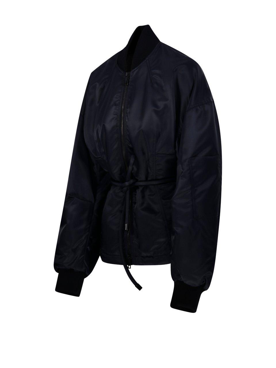 Sportmax Zebu Hourglass Pufer Jacker Eco Leather Belt Coats Black In Black