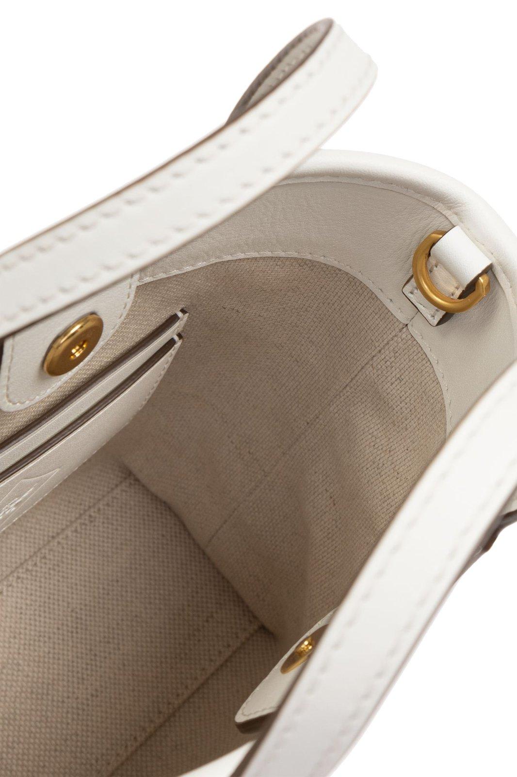 Mcm Monogrammed Logo Embroidered Tote Bag In Neutrals