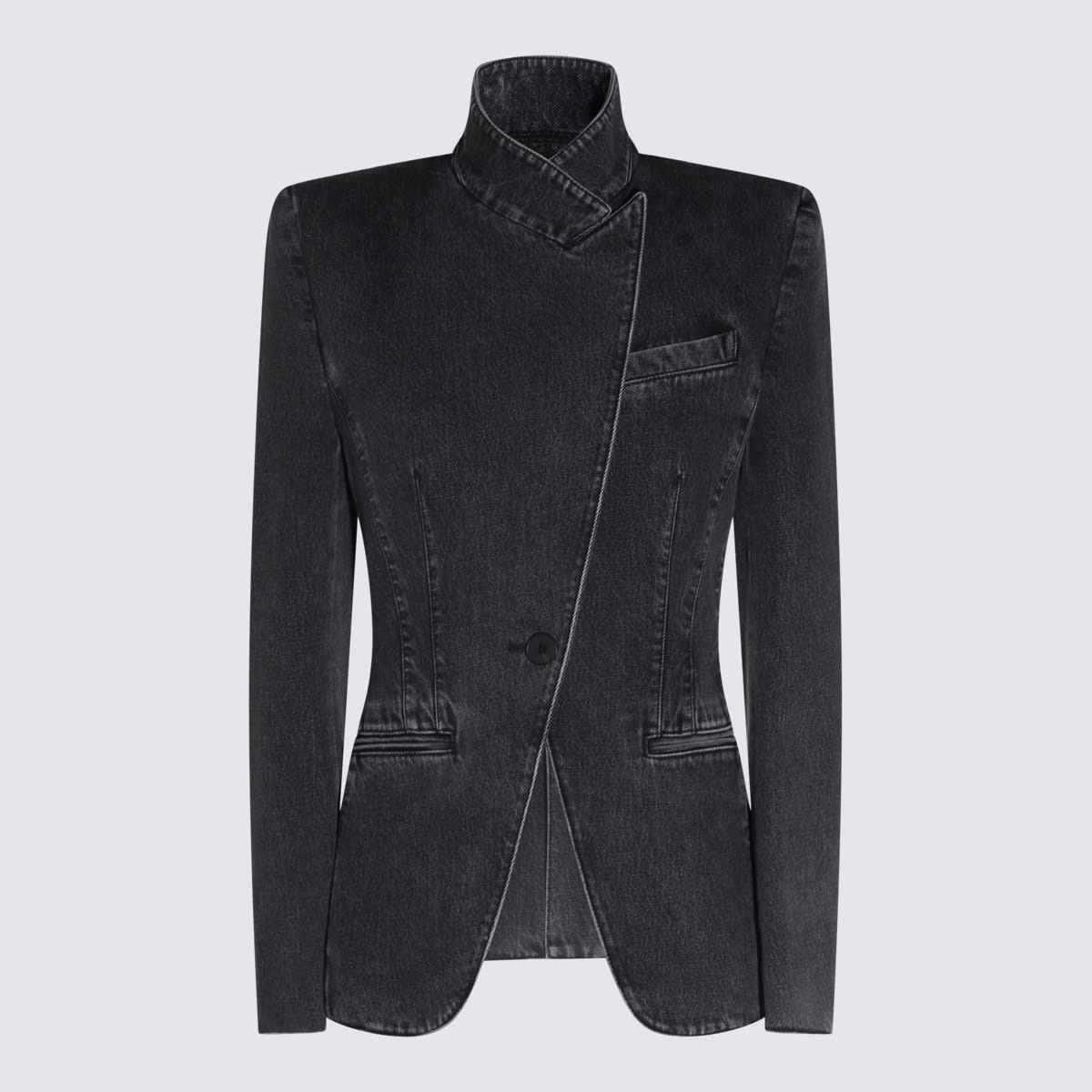 Shop Alexander Mcqueen Black Cotton Blazer In Black Stonewashed