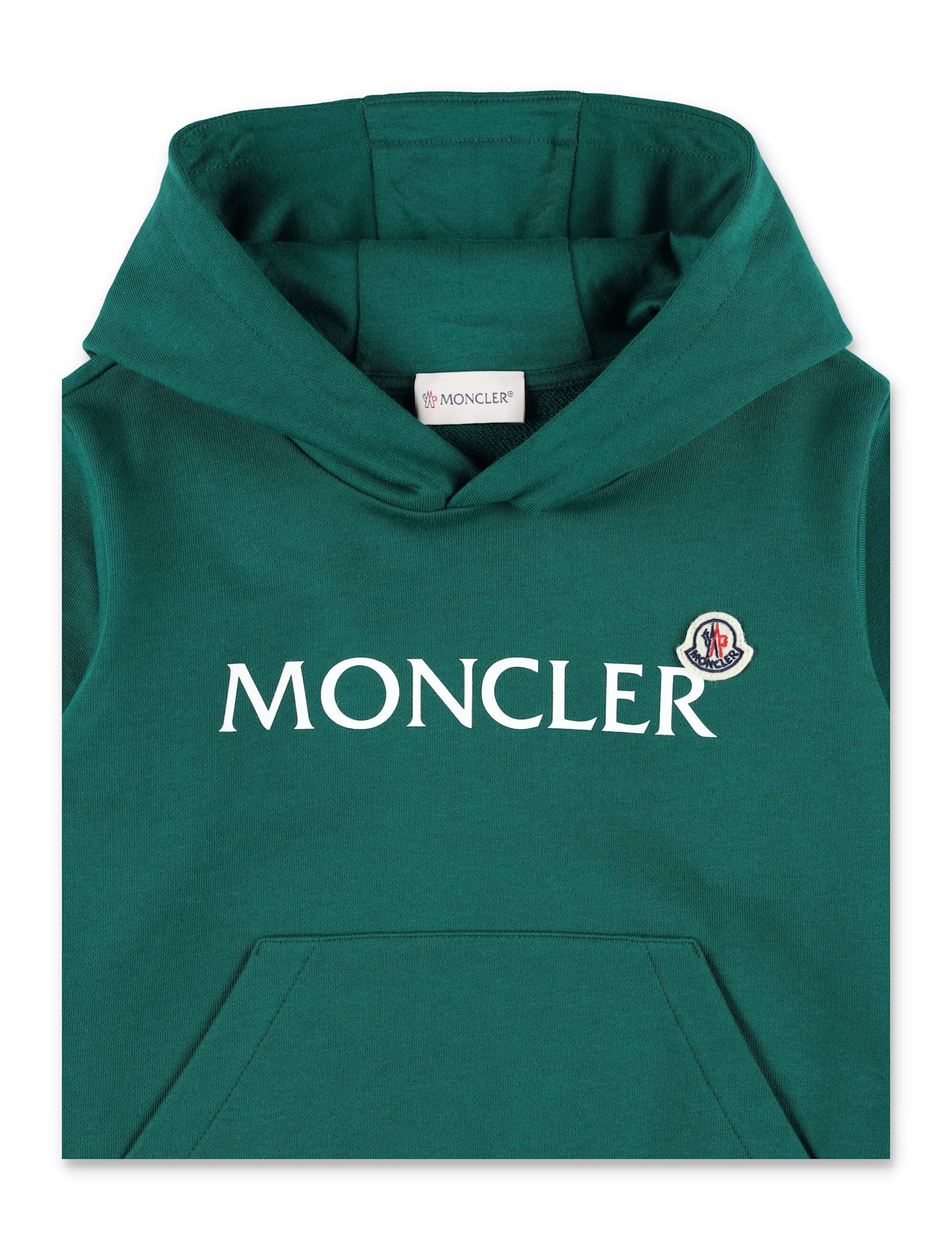 Moncler Kid - Logo Cotton Hoodie In Green