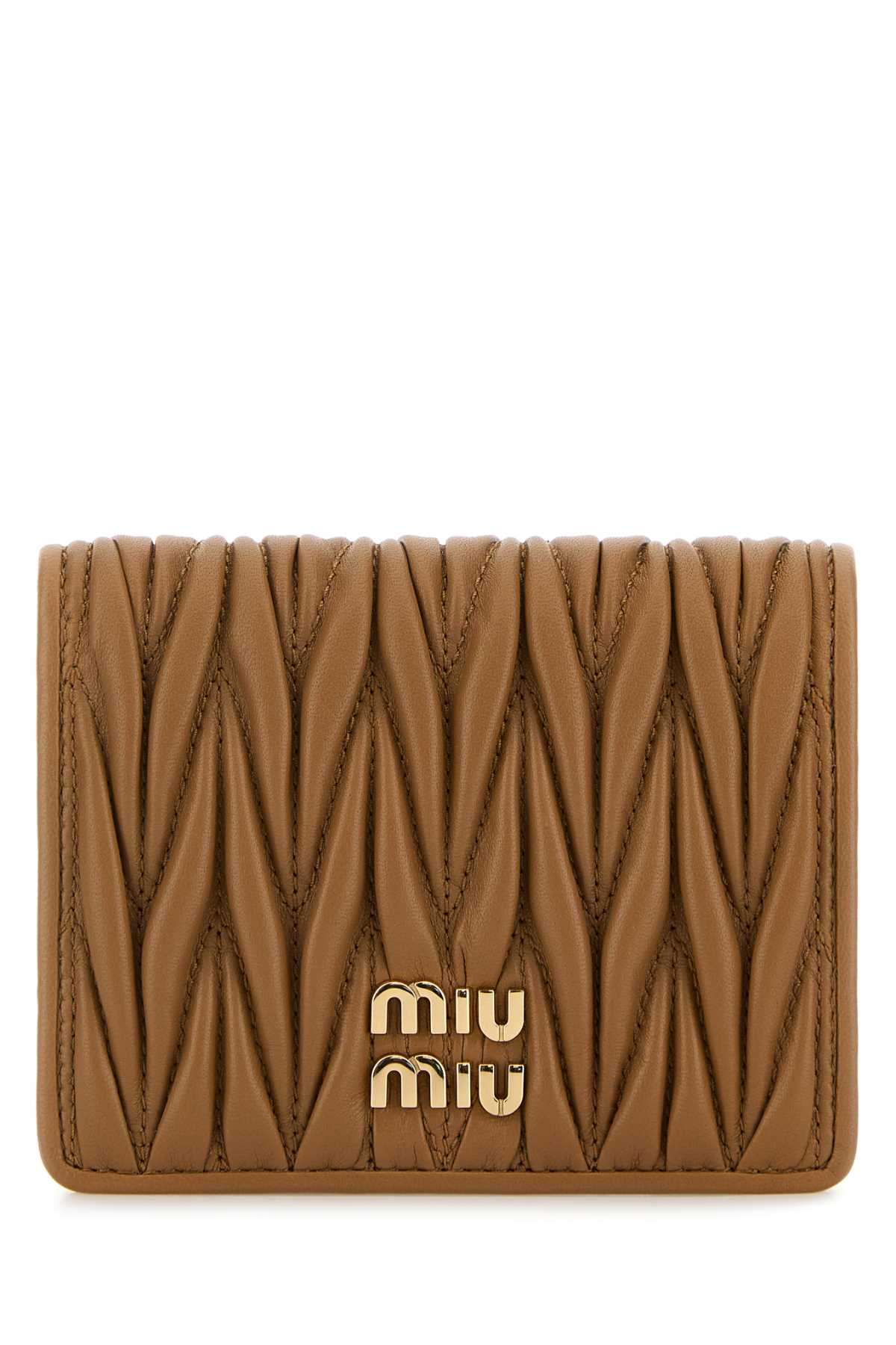 Miu Miu Camel Leather Wallet In Brown