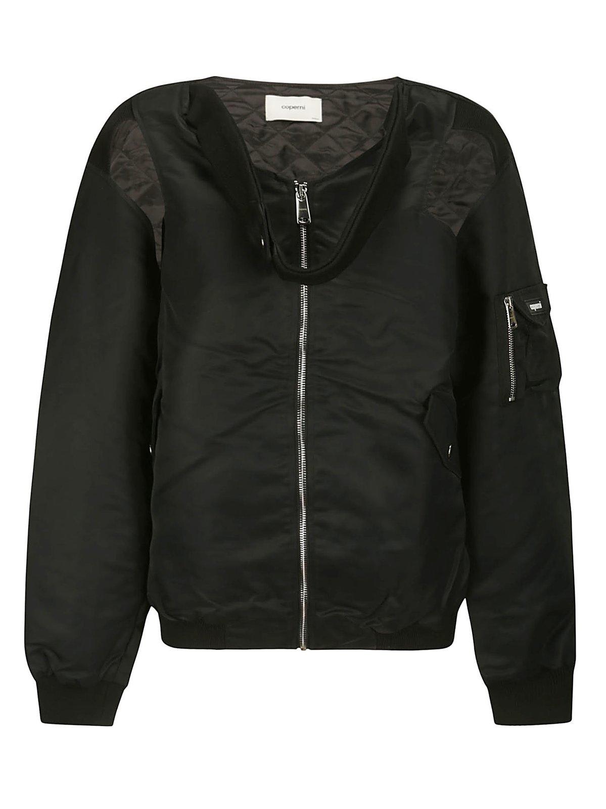 Shop Coperni Cut-out Zipped Bomber Jacket In Black