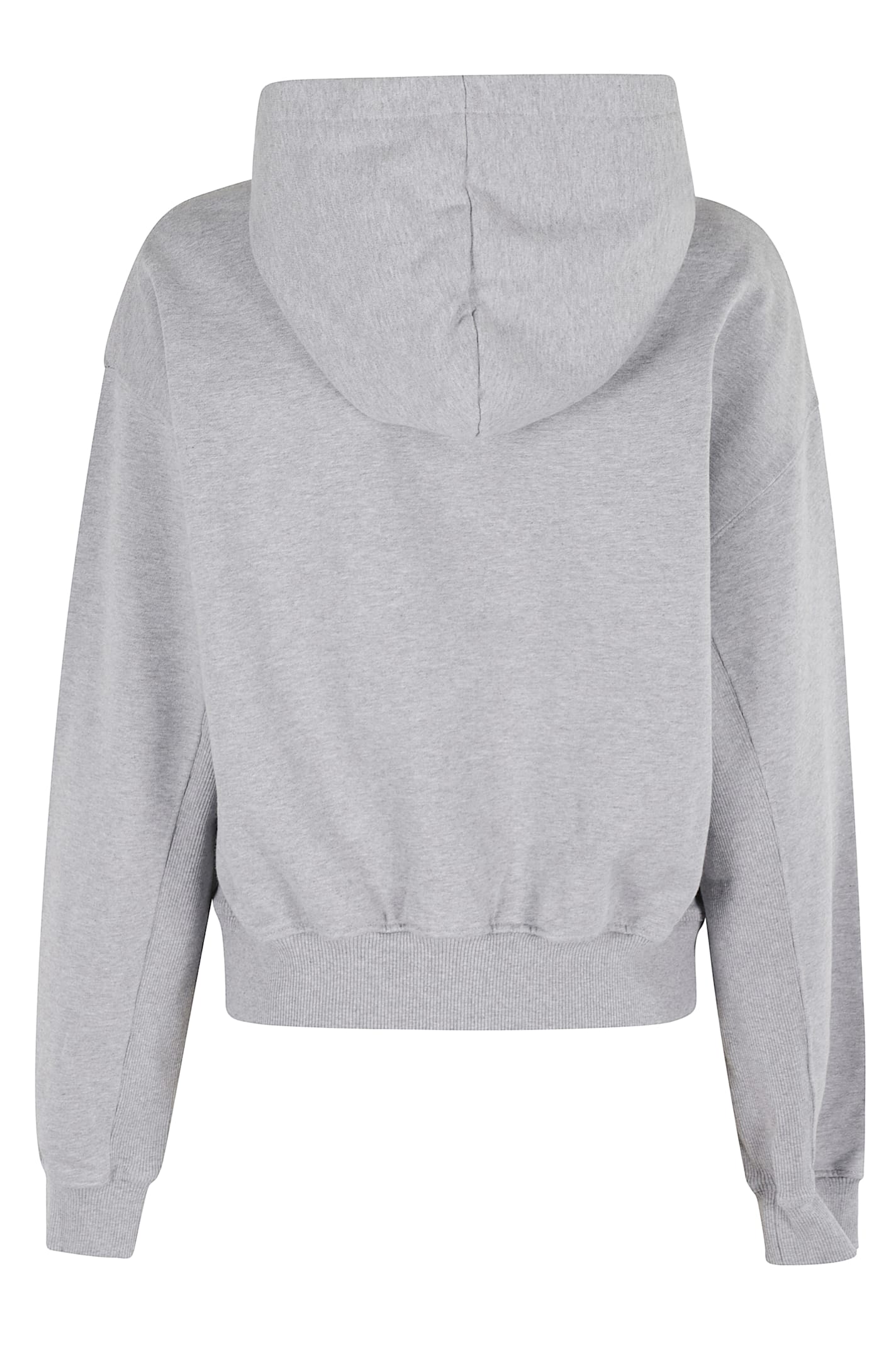 Jw Anderson Anchor Embroidery Cropped Hoodie Grey Melange In Gray
