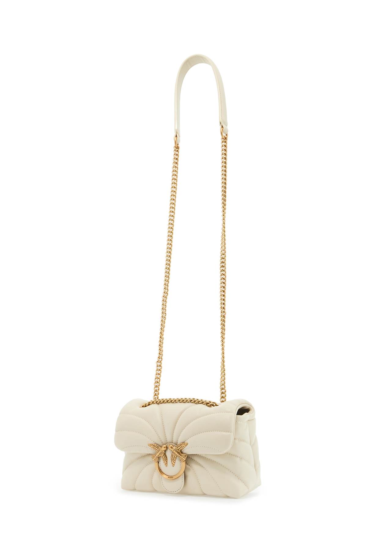 Shop Pinko Love Puff Mini Butterfly Quilt Bag In Bianco Seta-antique Gold (white)