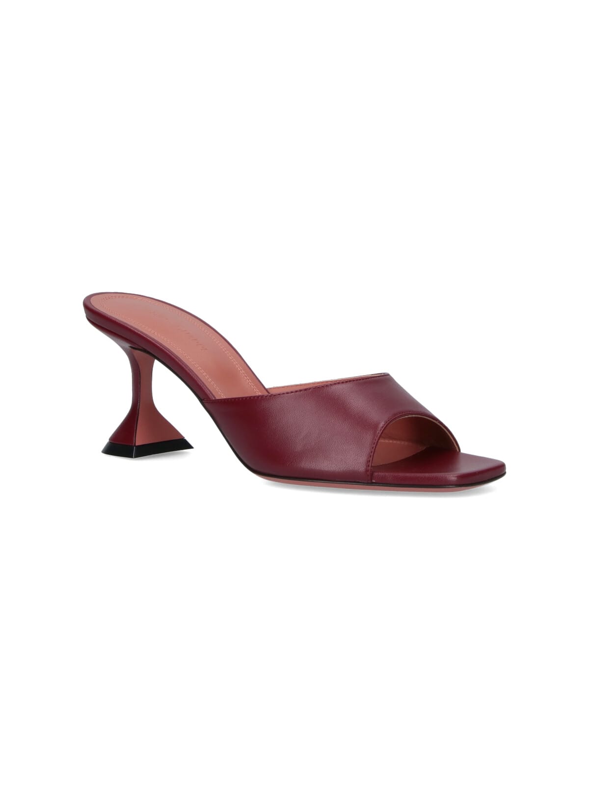 Amina Muaddi Sleek Pumps With Bold Red Heel And Contemporary Design In Burgundy