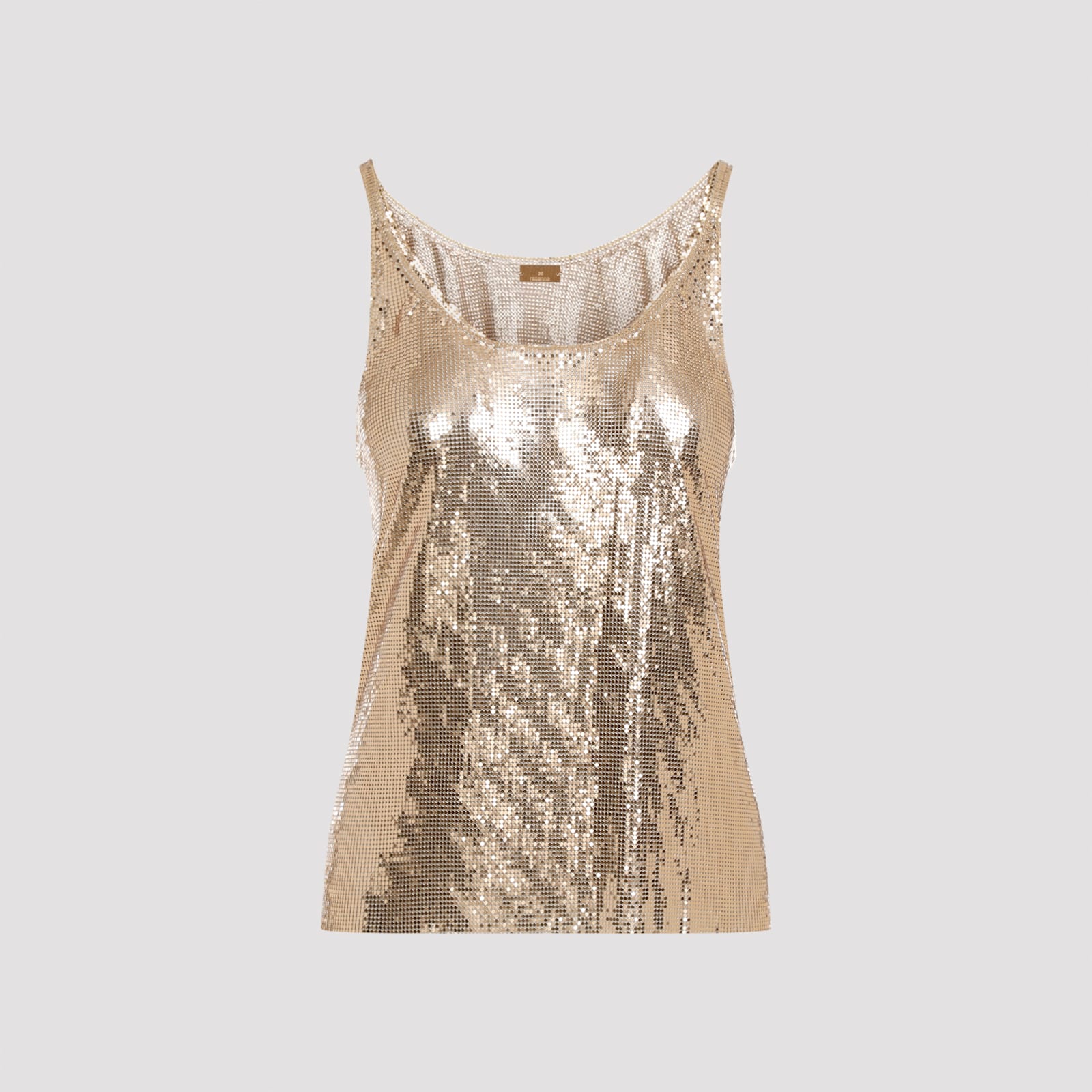 Shop Rabanne Print Mesh Tank Top In Gold