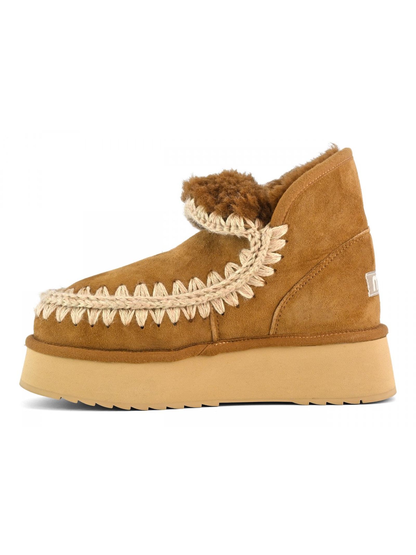 Mou Mini Eskimo Platform Boot In Cognac Suede In Brown