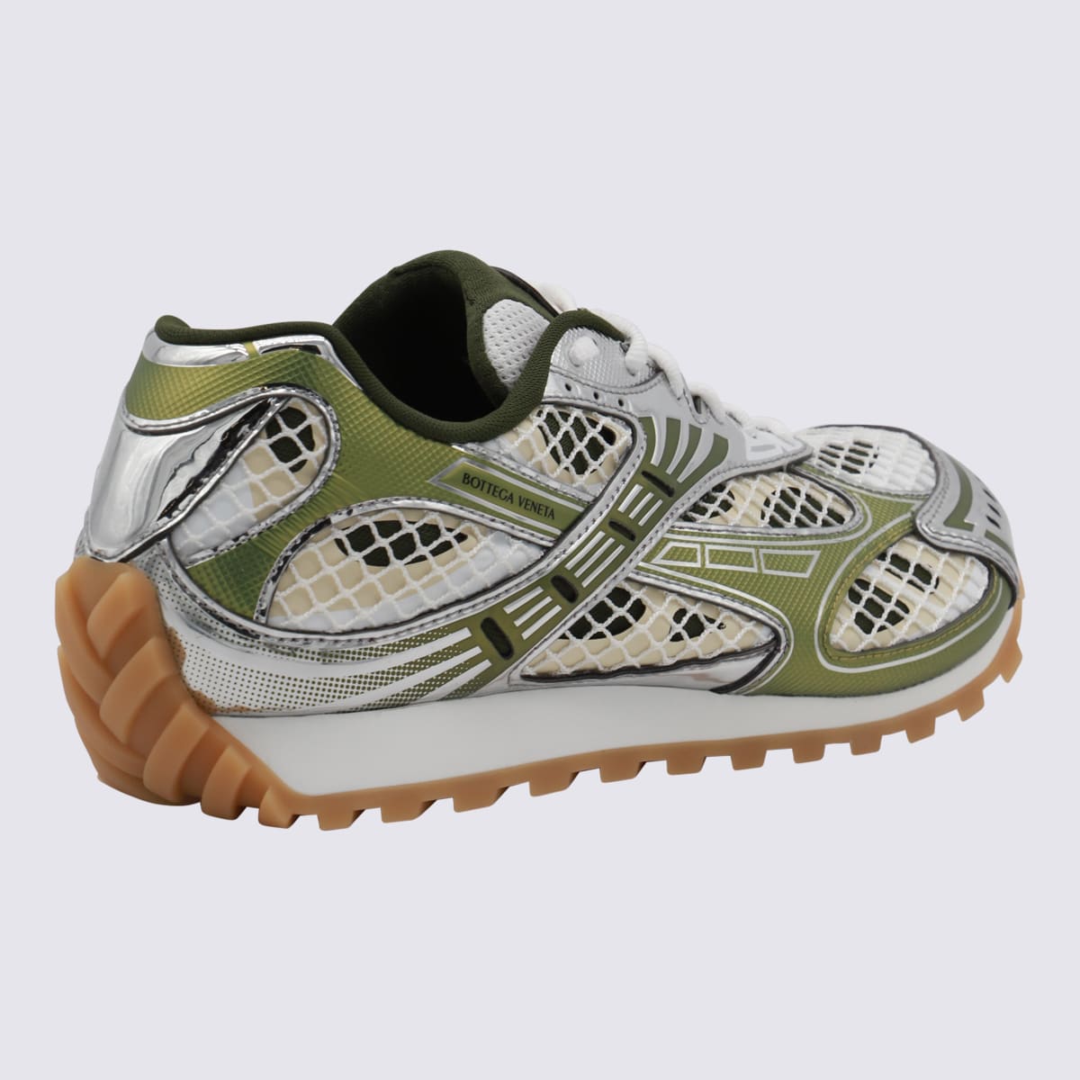 BOTTEGA VENETA WHITE AND GREEN ORBIT SNEAKERS