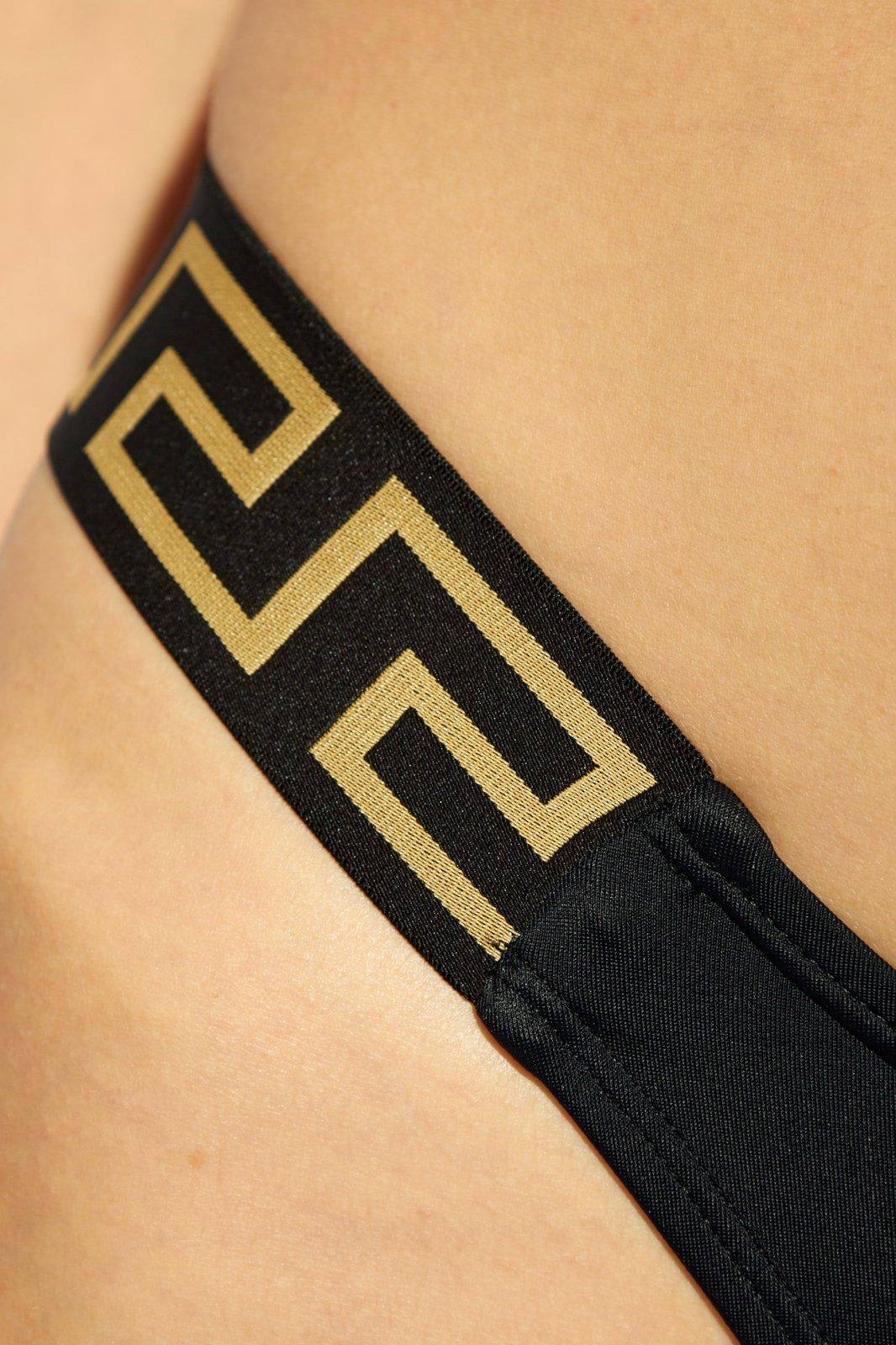 Shop Versace Logo Band Swimsuit Bottoms In Nero