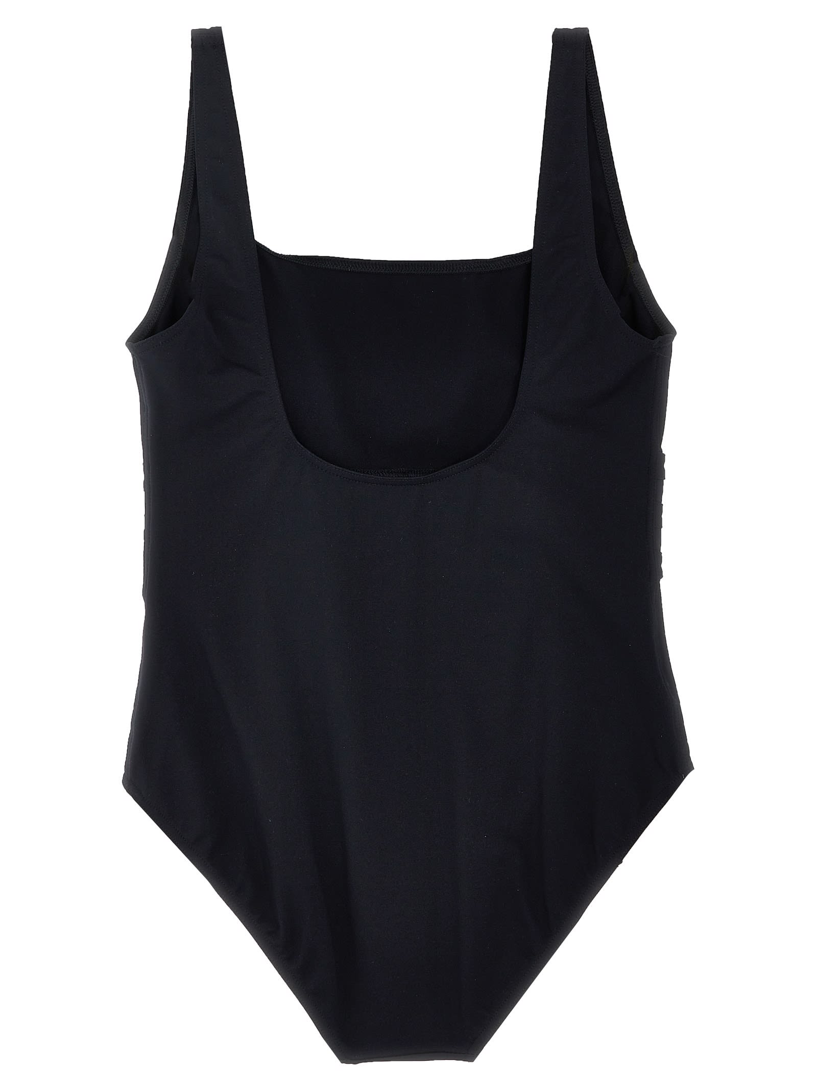 Eres Ribbed Scoop Neckline Wide Straps Swimsuit In Black