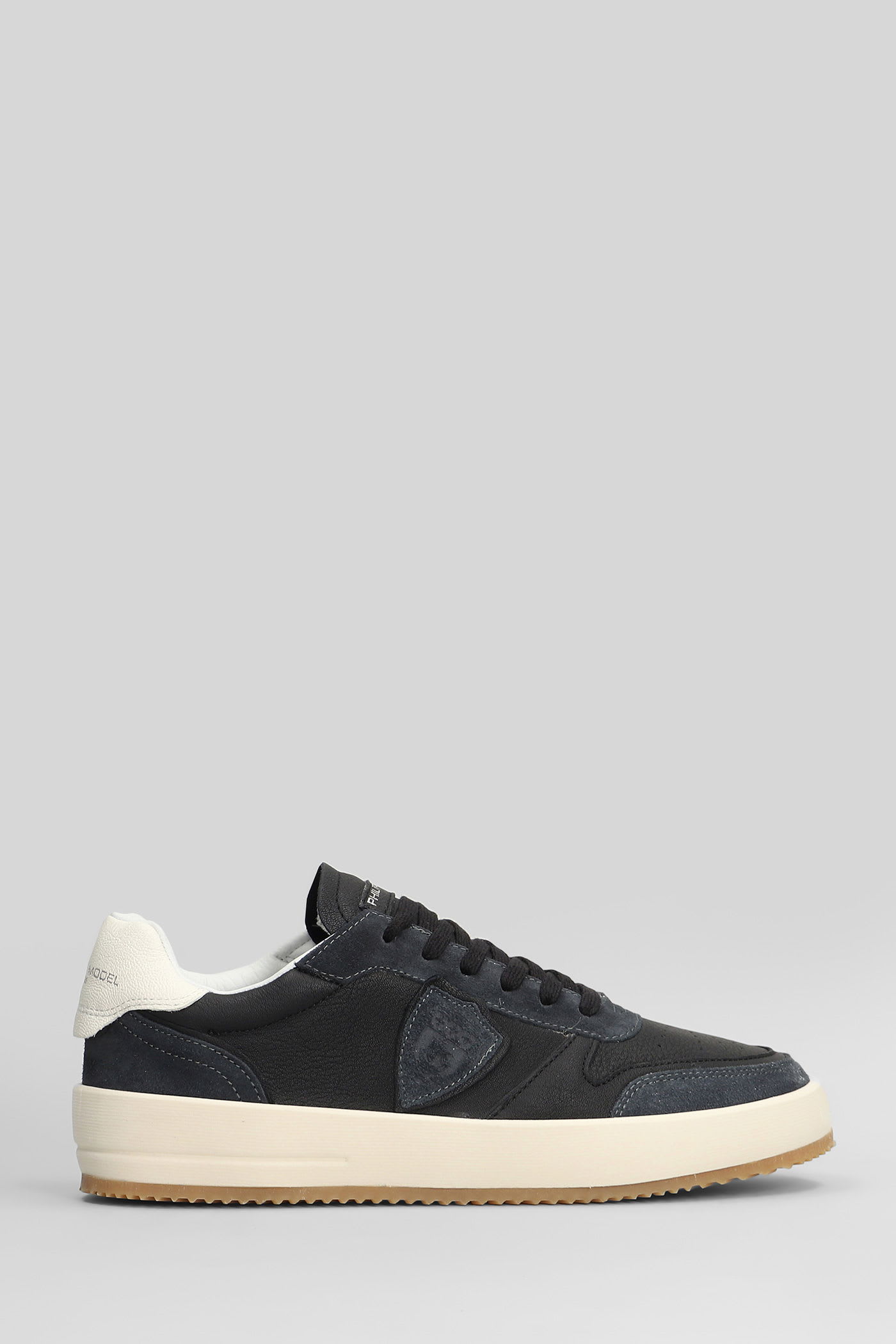 Philippe Model Nice Low Sneakers In Black Suede And Leather In Black