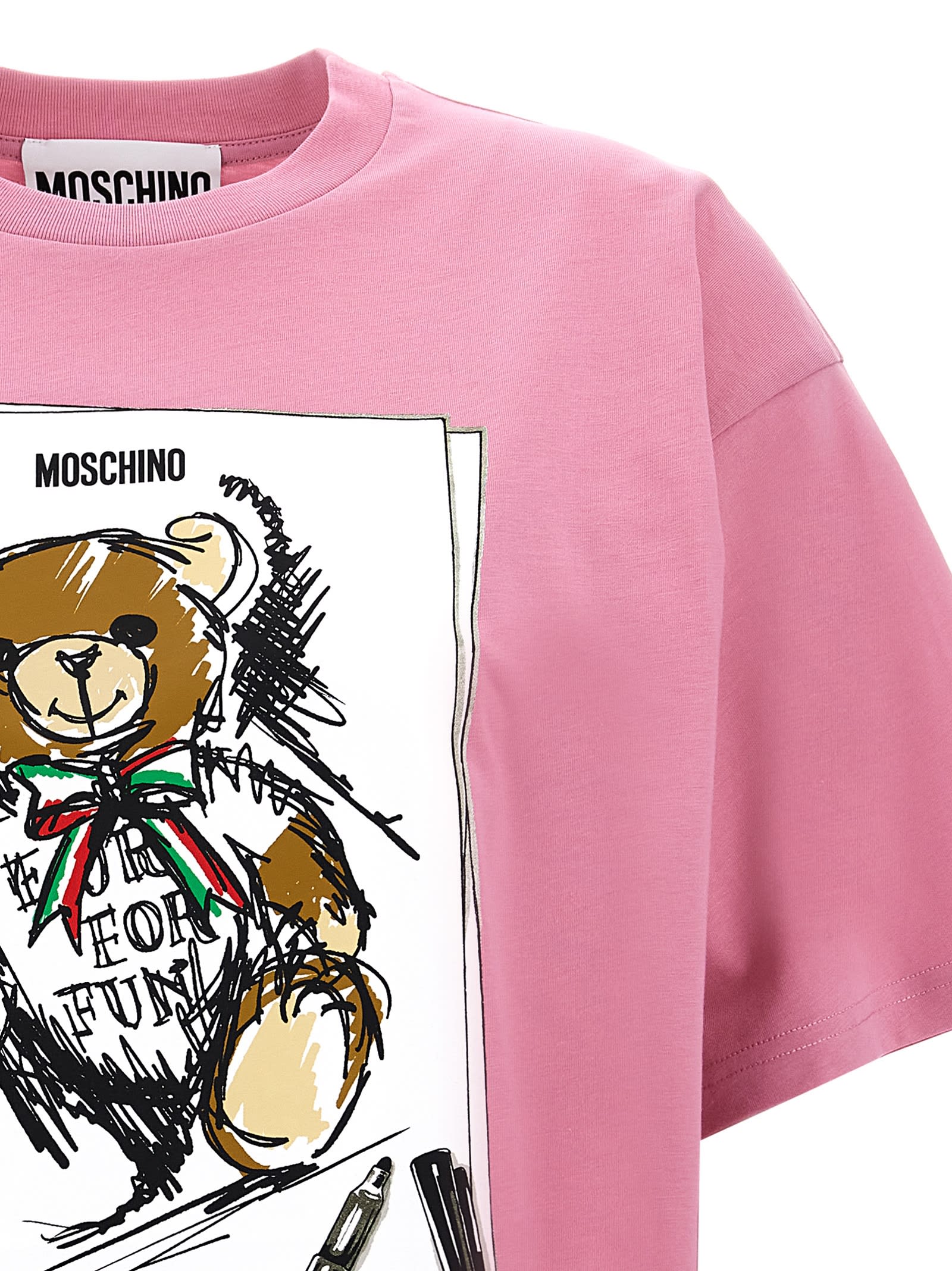 Shop Moschino Printed T-shirt In Pink