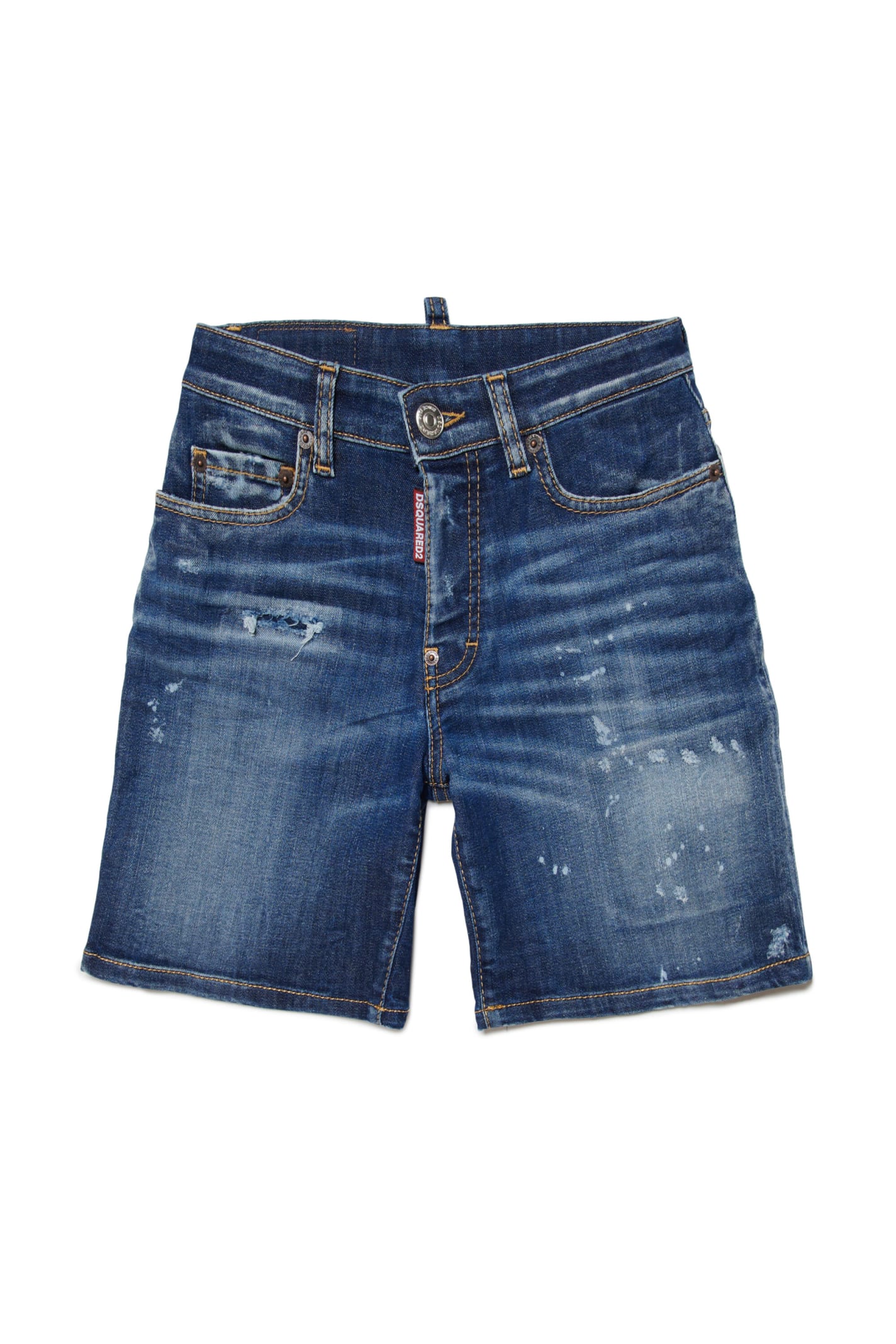 Dsquared2 D2p460m Shorts Dsquared Dark Denim Shorts With Stains And Tears In Blue Denim