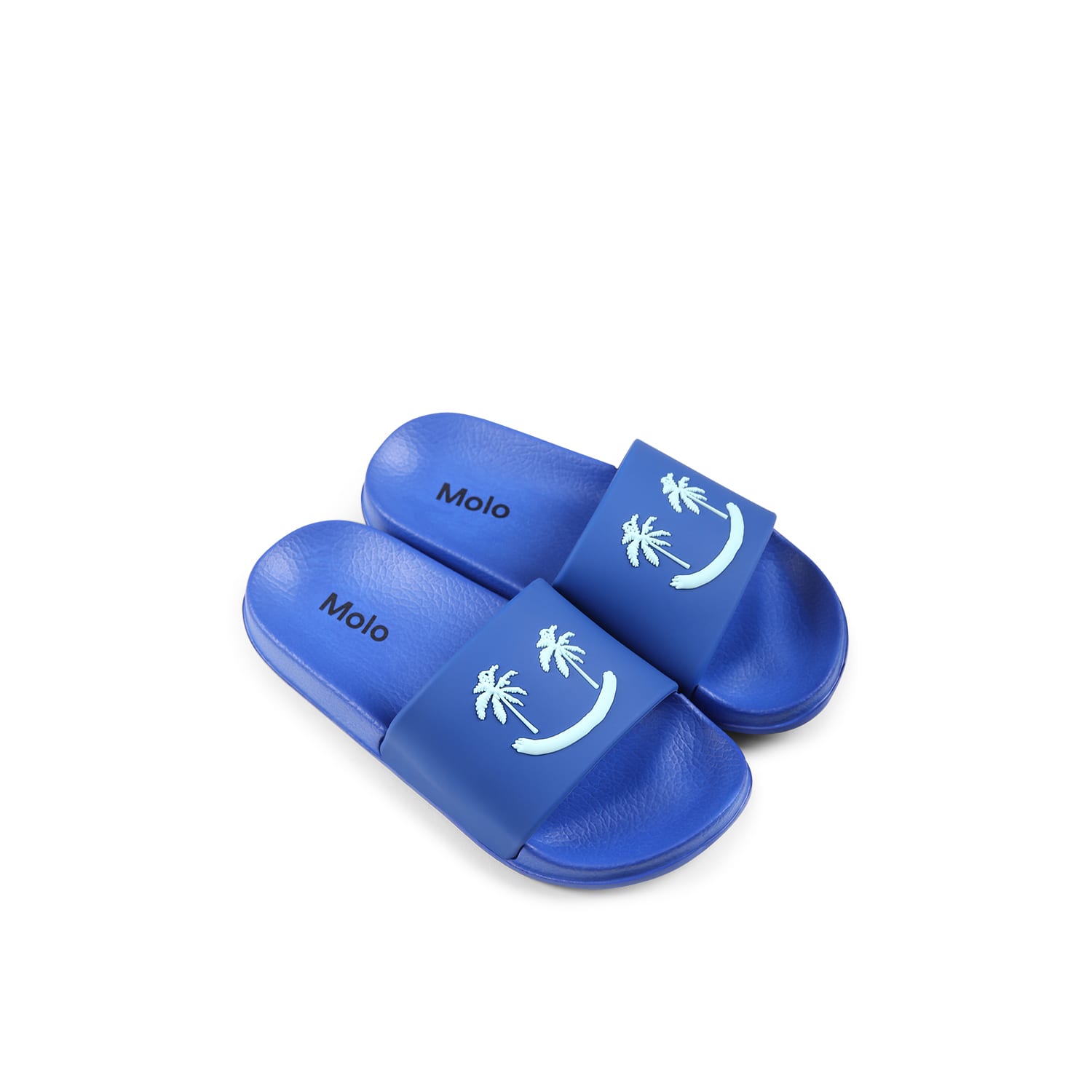 Molo Blue Slippers For Kids With Smiley In Blue