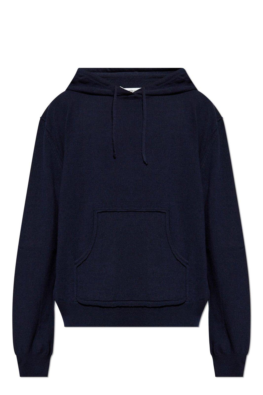 Shop Maison Margiela Knitted Drawstring Hoodie