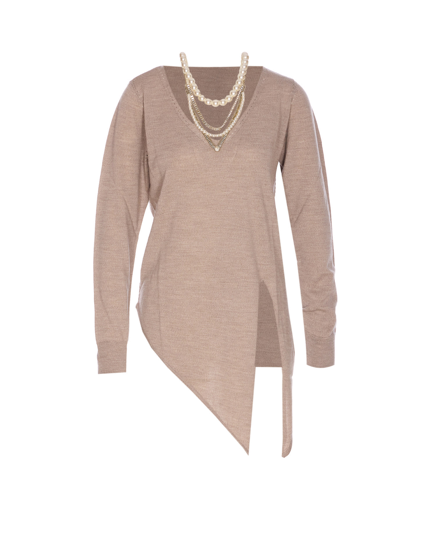 Liu •jo Asymmetric Sweater In Brown