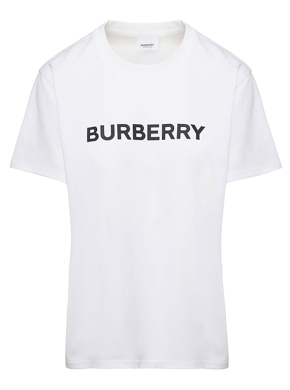 Burberry White Crewneck Logo T-shirt In Cotton Woman Burberry