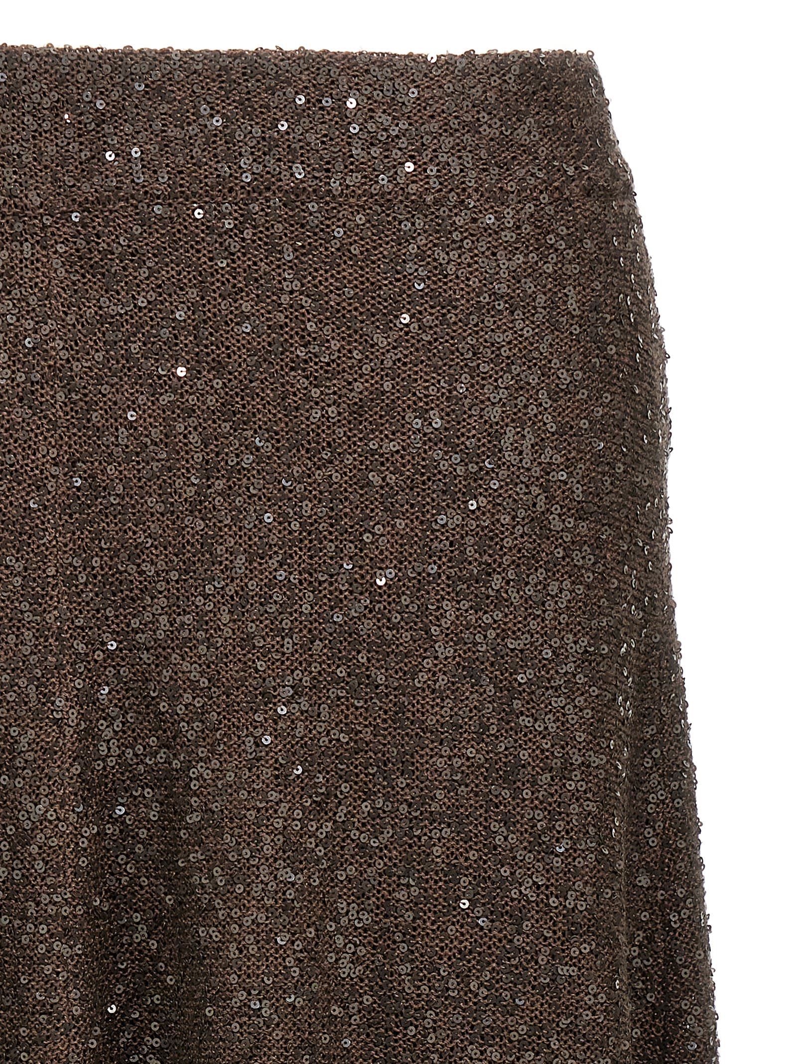 Brunello Cucinelli Texture Dazzling Midi Skirt With Sequined Finish In Brown