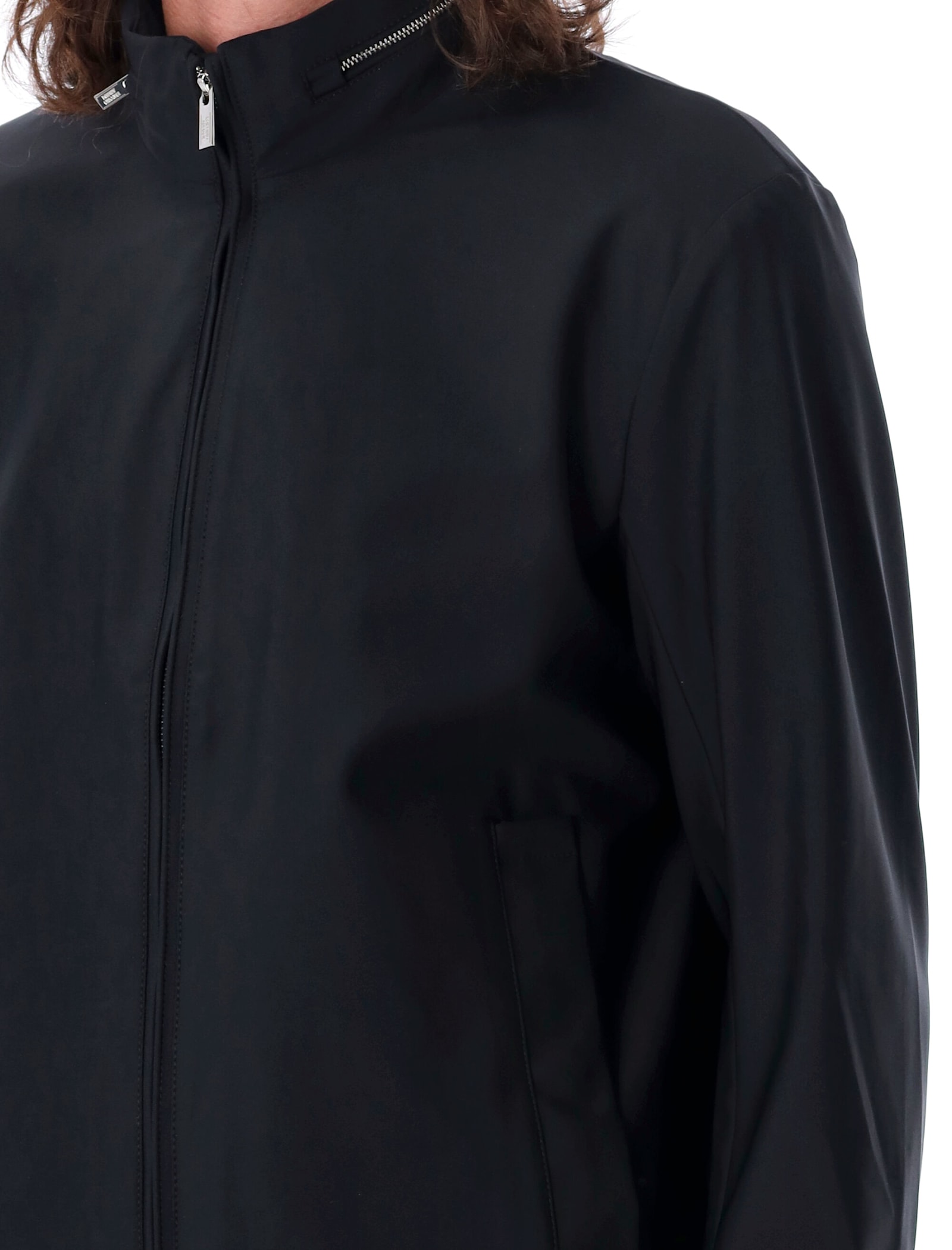 Shop Emporio Armani Zip-up Jacket In Nero