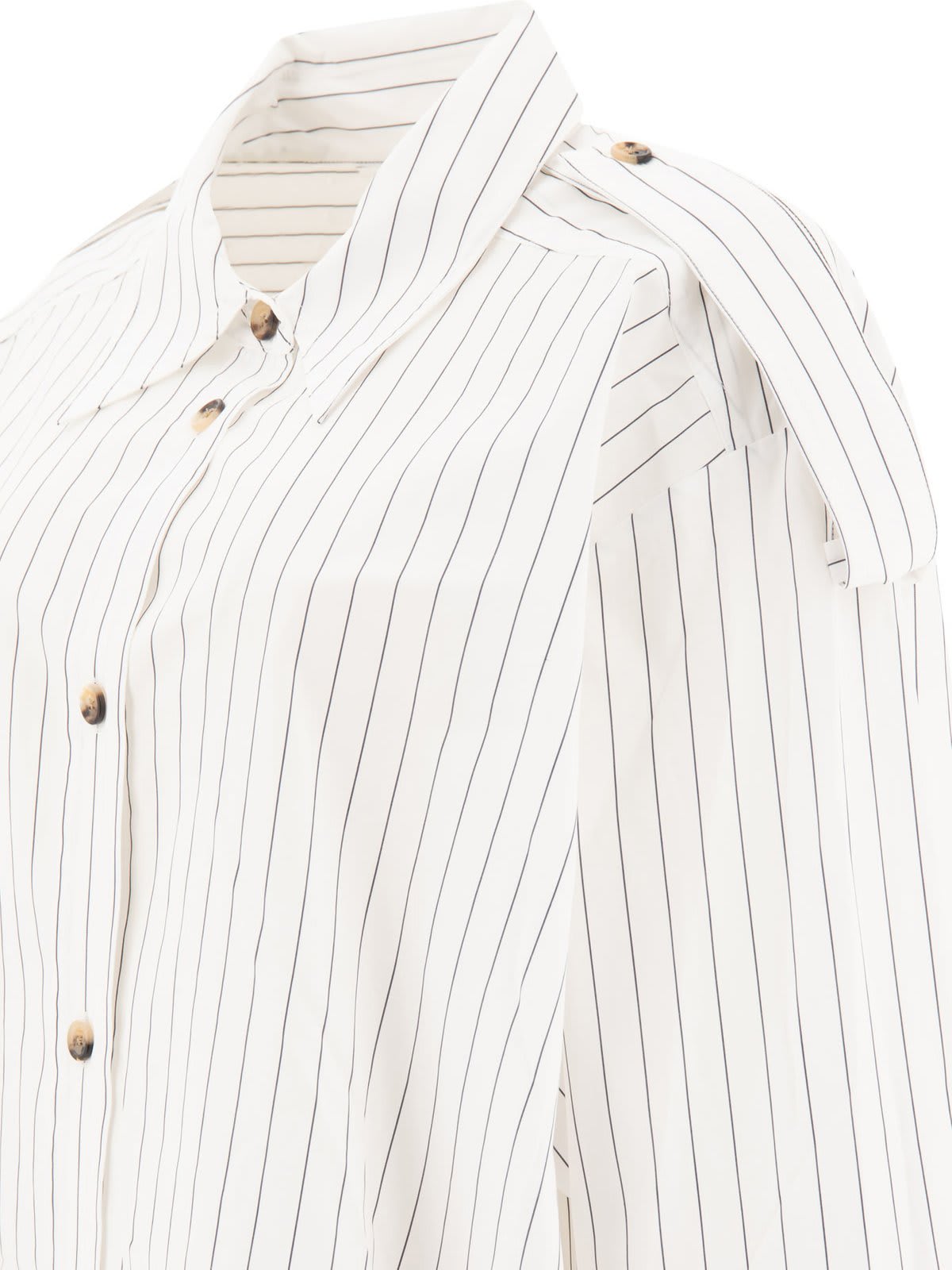 Shop Khaite The Tamal Striped Button-up Shirt In White/blue