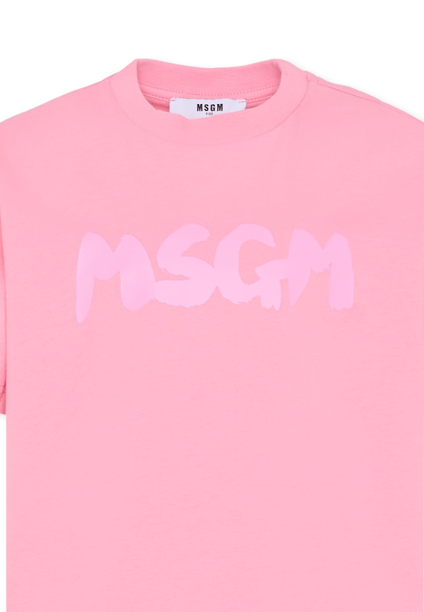 Msgm Pink T-shirt For Girl With Logo In Pink