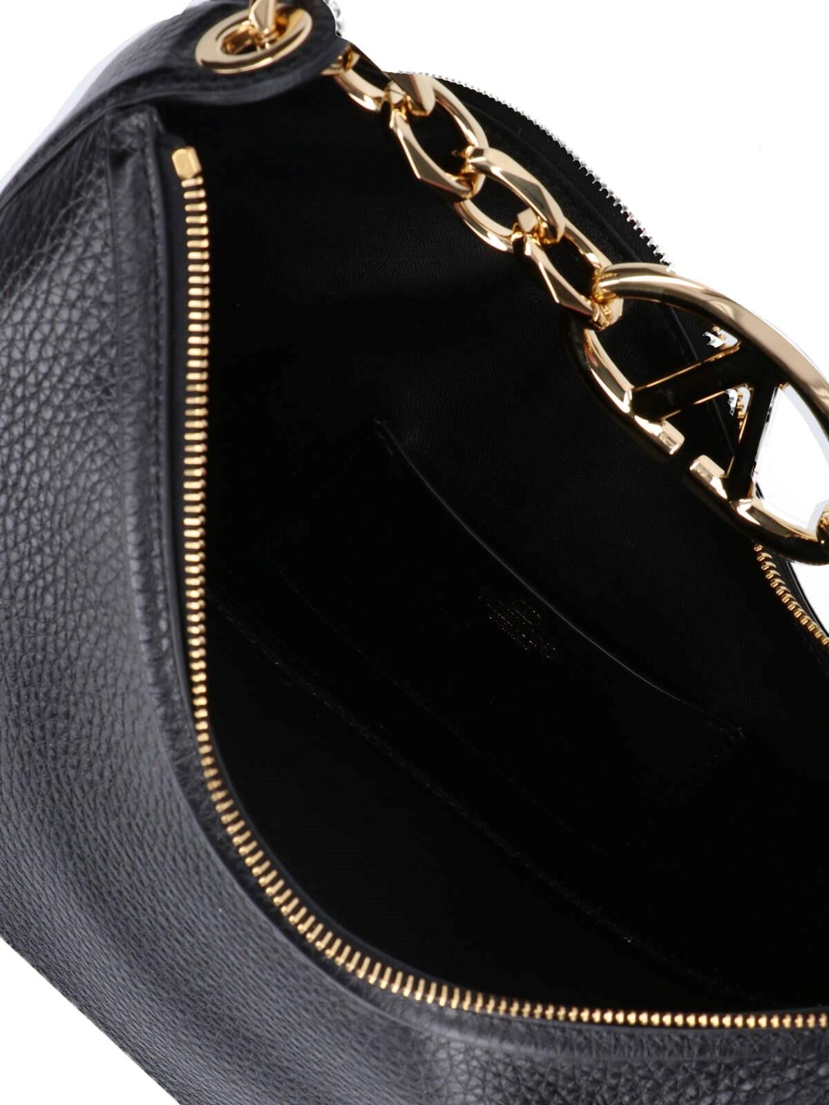 Shop Valentino Hobo Vlogo Moon Small Shoulder Bag In Black