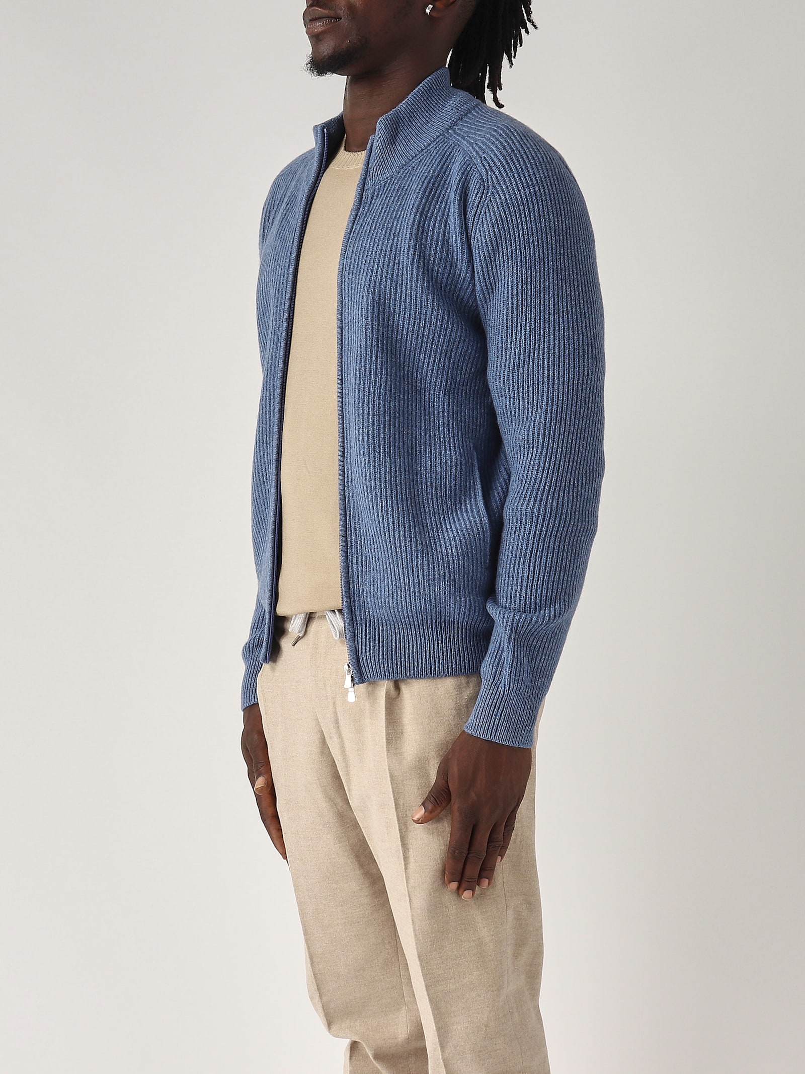 Shop Gran Sasso Cardigan Full Zip Cachemire Cardigan In Ceruleo