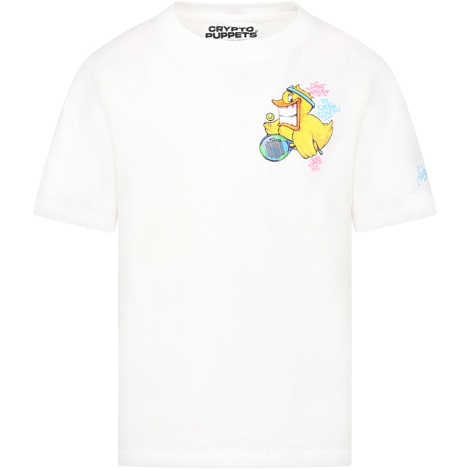 Mc2 Saint Barth Kids' White T-shirt For Bopy With Ducky,logo And The ...