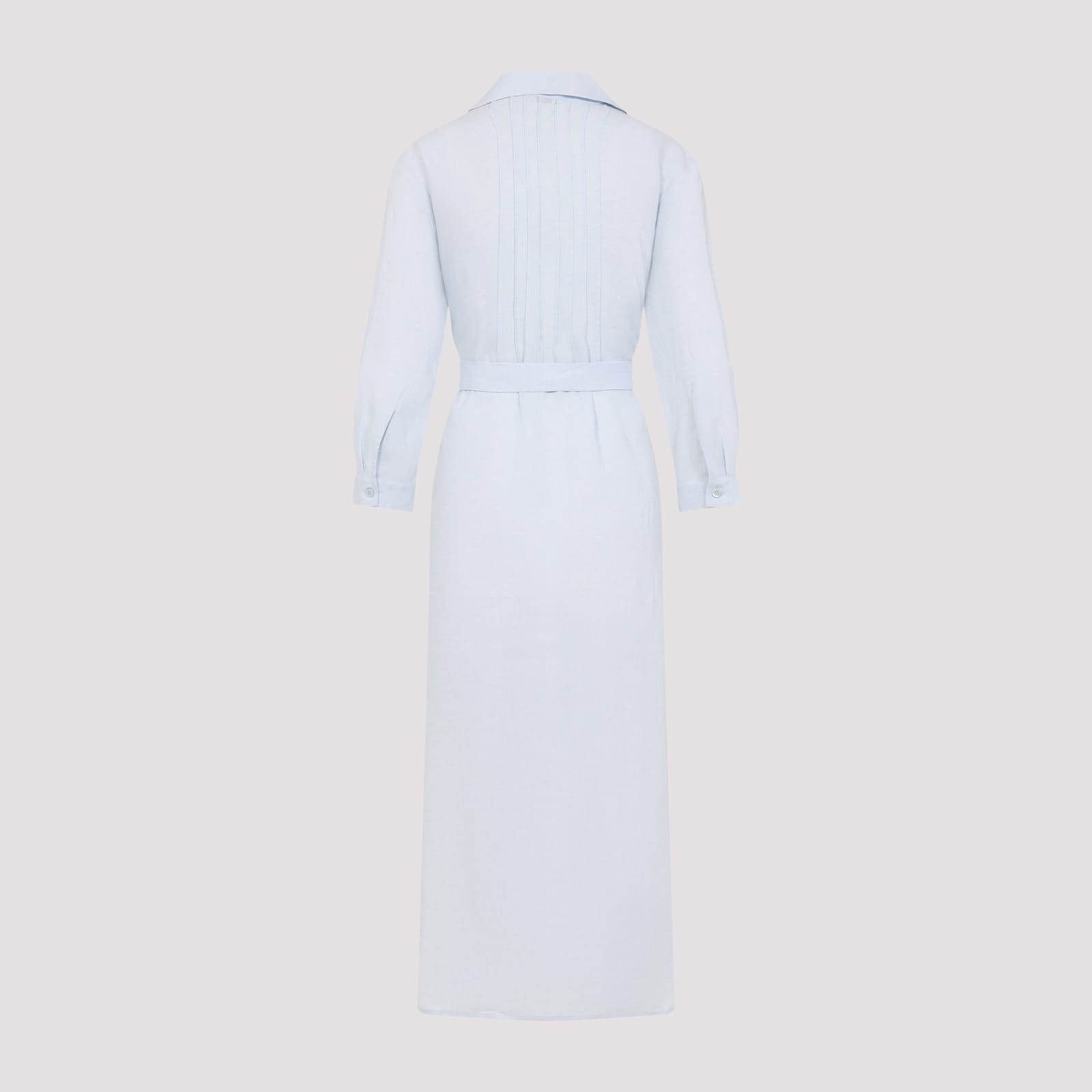 Peserico Chemisier Linen Midi Shirt Dress In Azzurro
