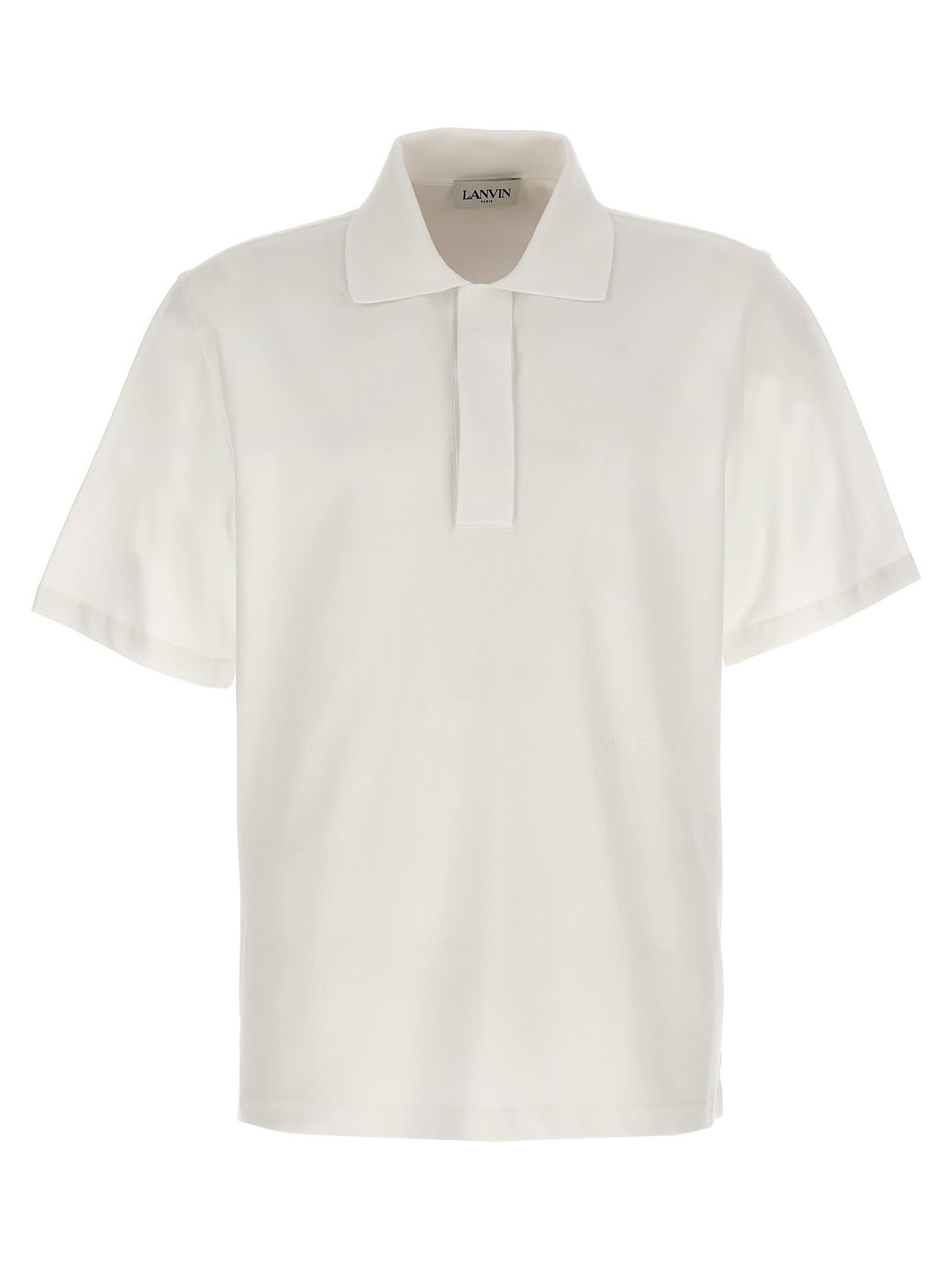 Shop Lanvin Logo Polo Shirt In White
