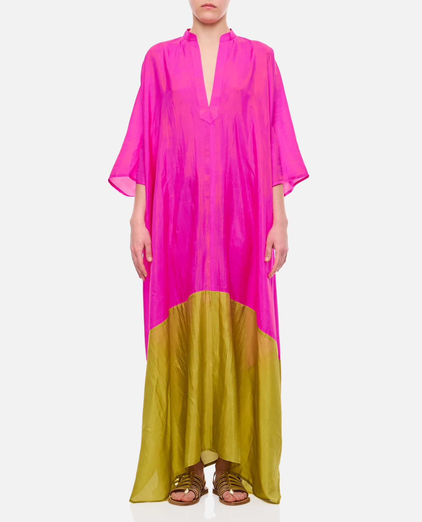 Silk Bicolor Tunic Dress