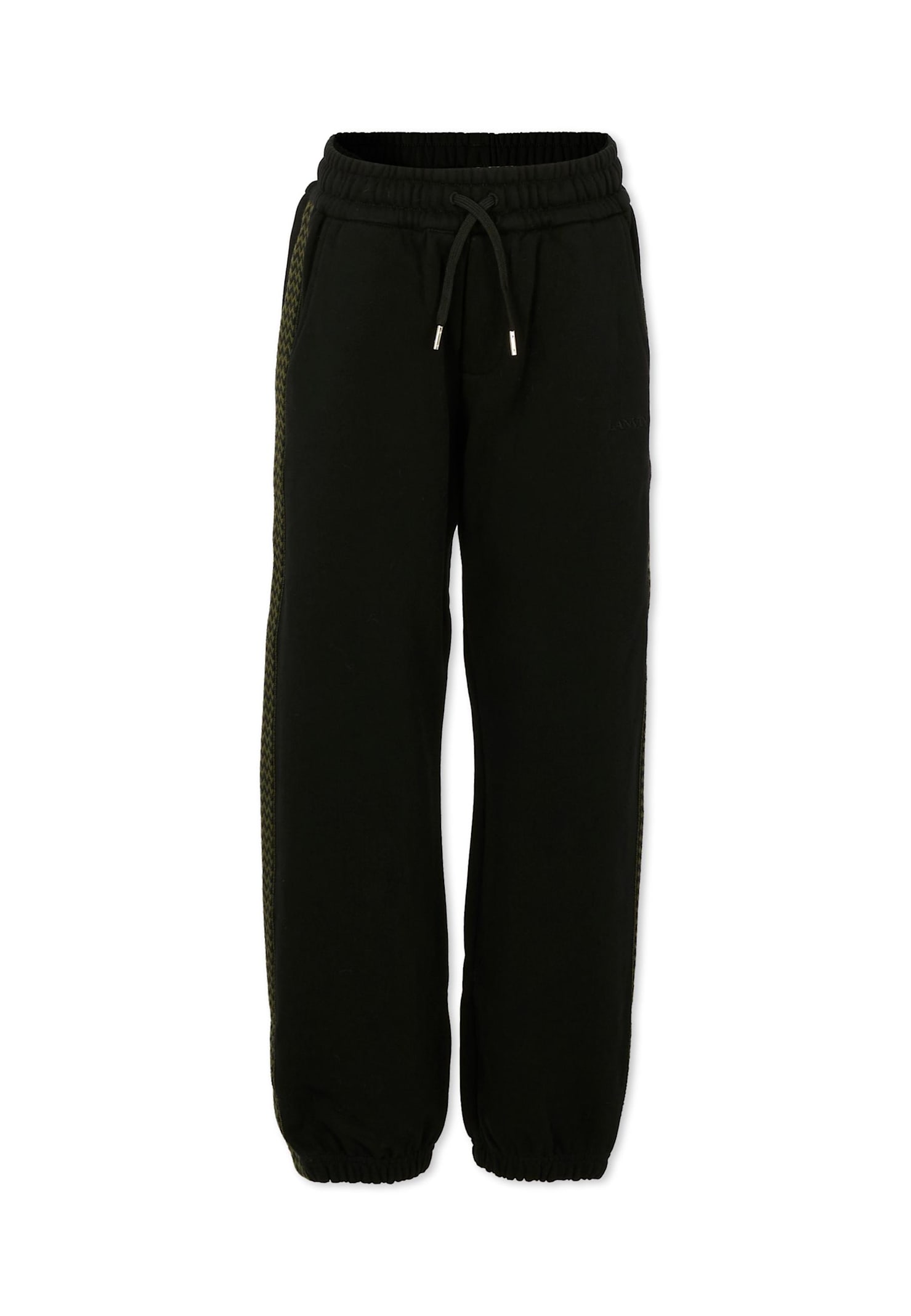Lanvin Black Trousers For Boy With Logo In Black