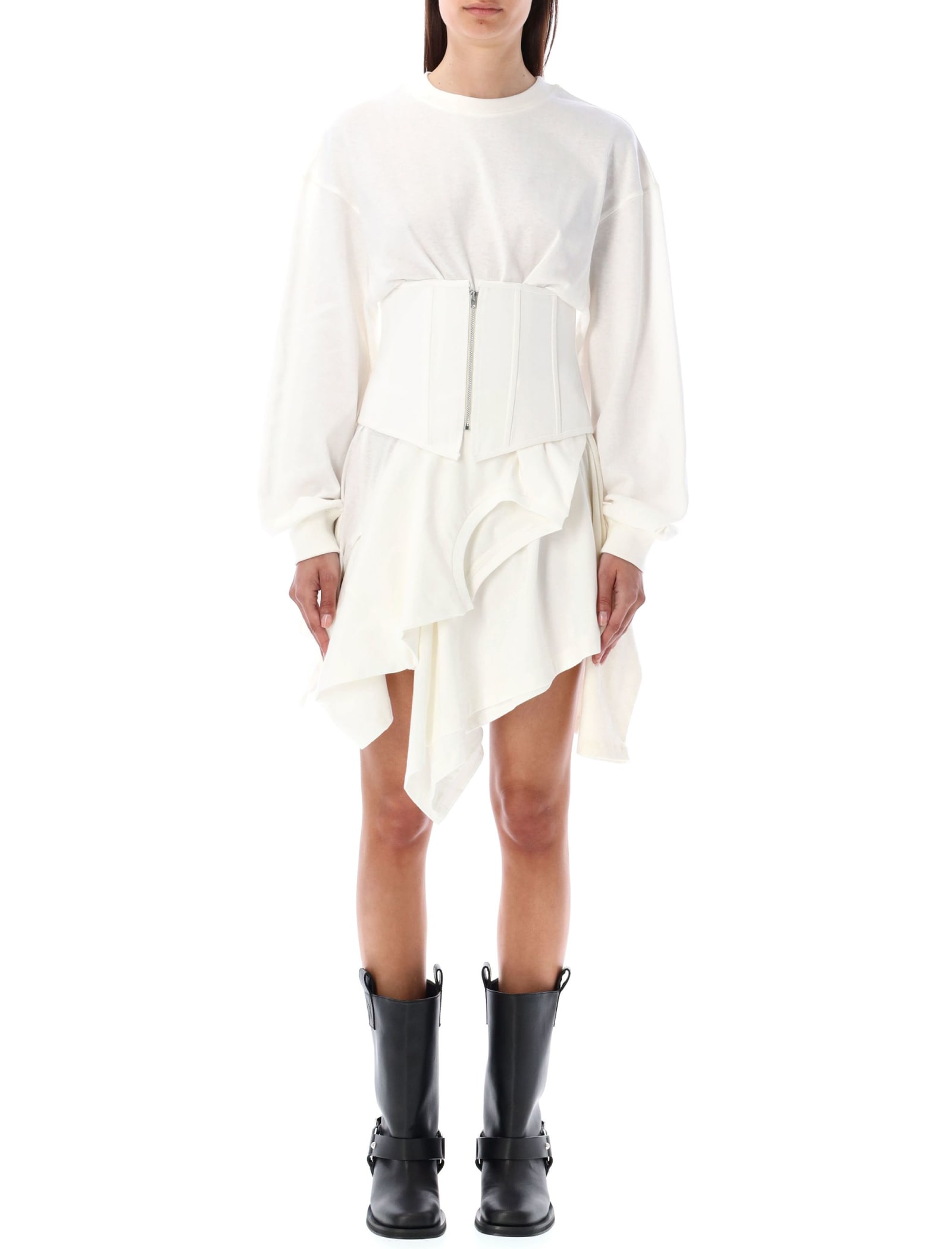 Shop Acne Studios Fleece Mini Dress In White