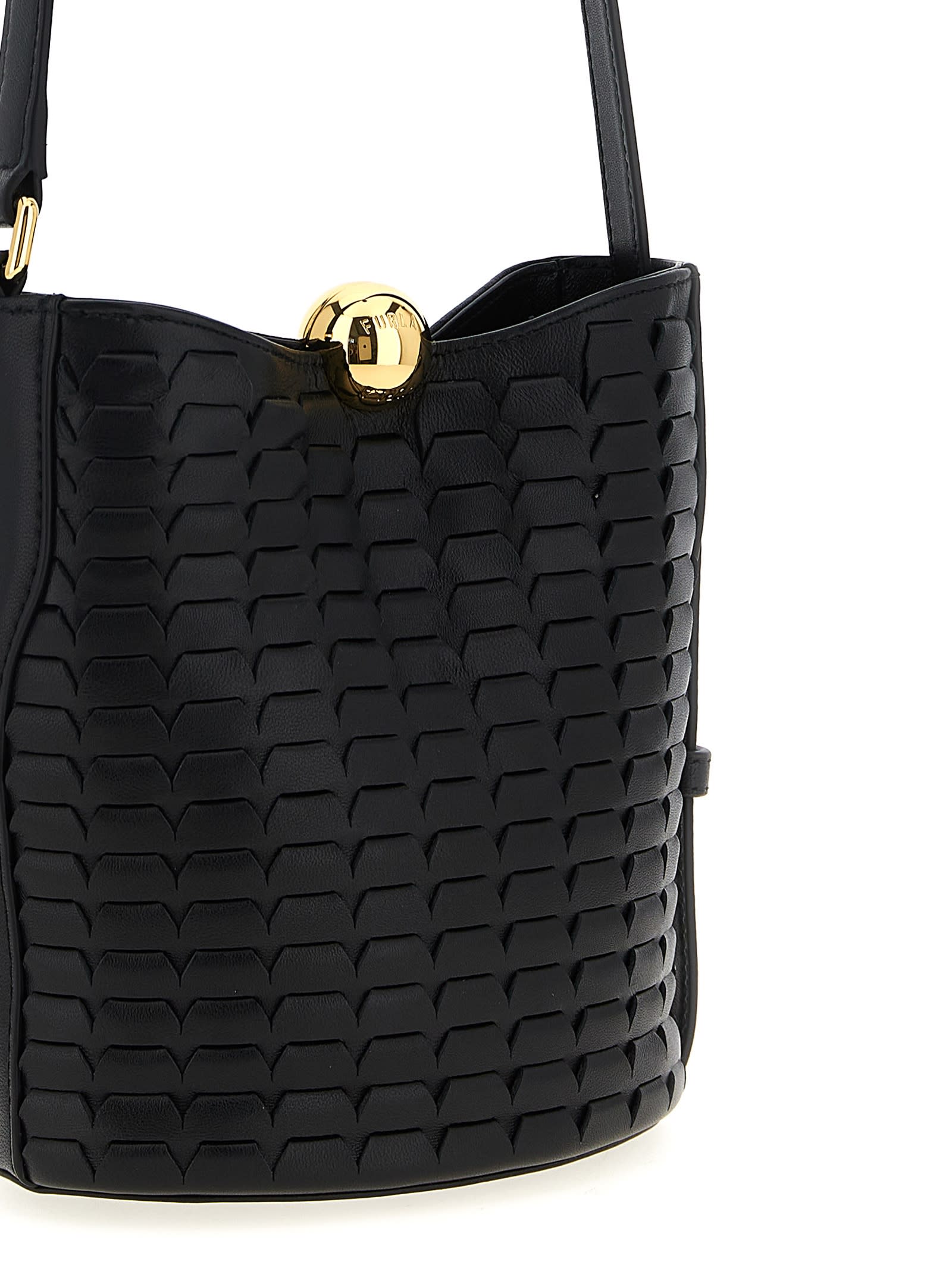 Furla Sfera Soft Mini Bucket Bag In Black