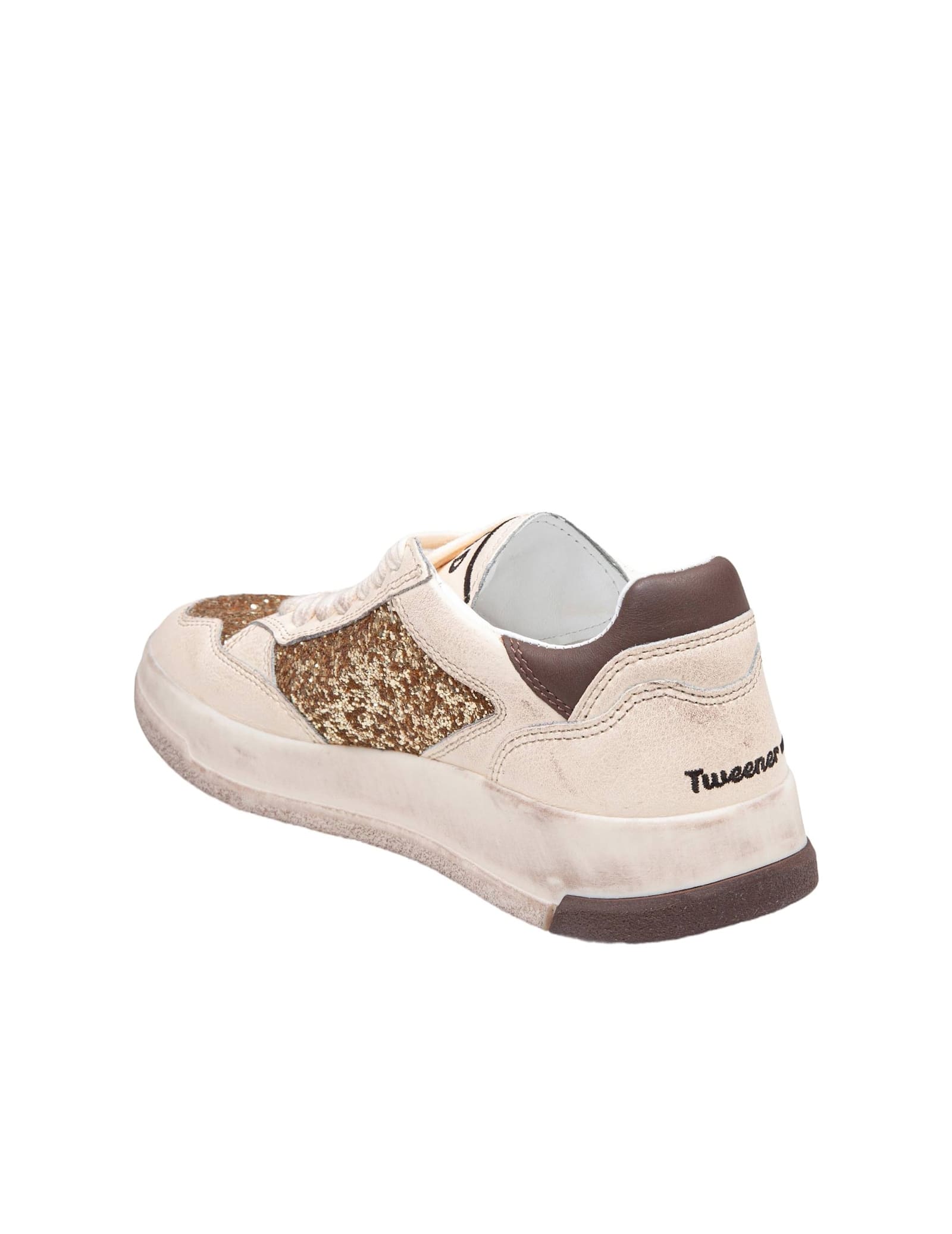 Shop Ghoud Sneakers Tweener Low In Glitter Color Gold In Gold/brown