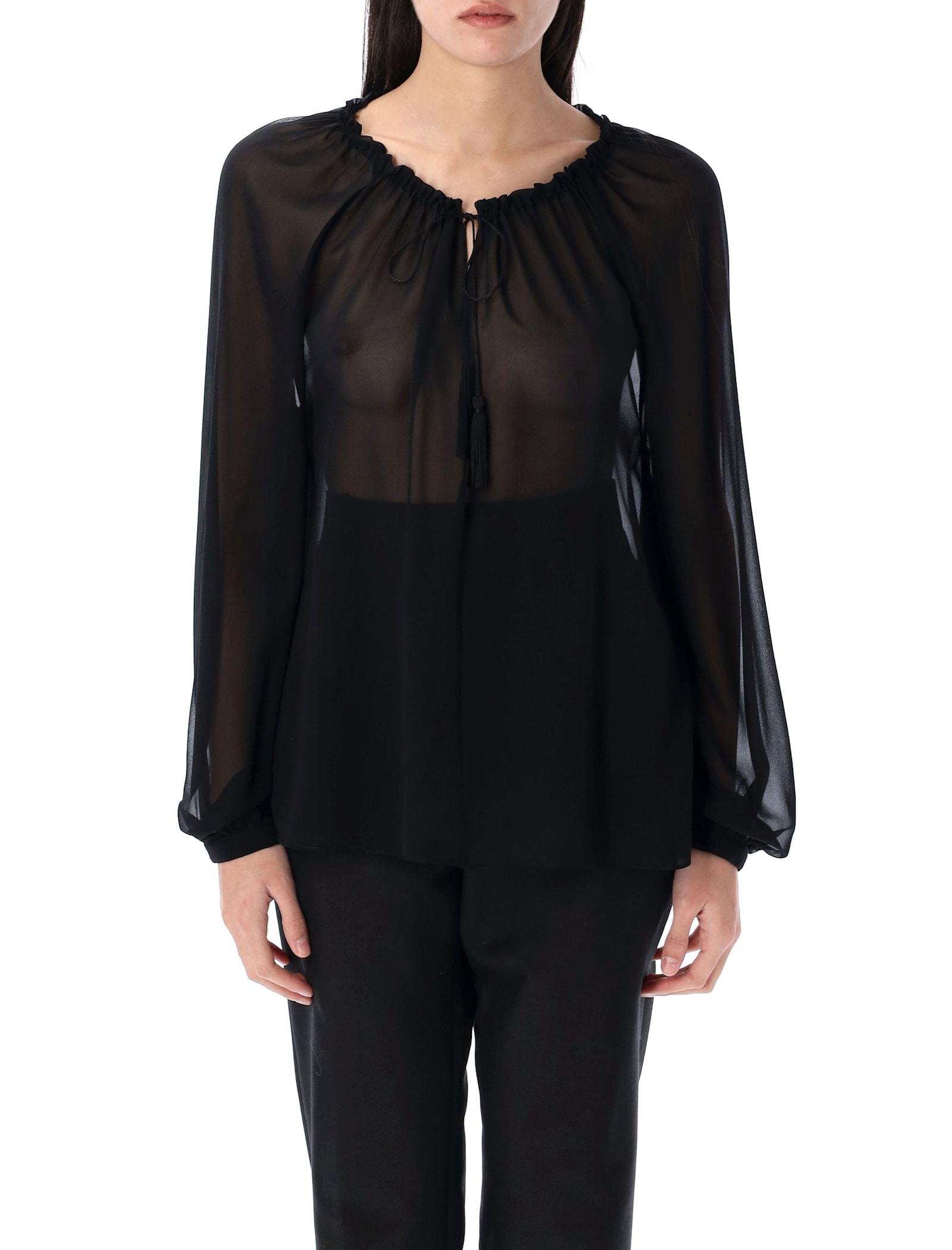 Silk Blouse With Drawstring