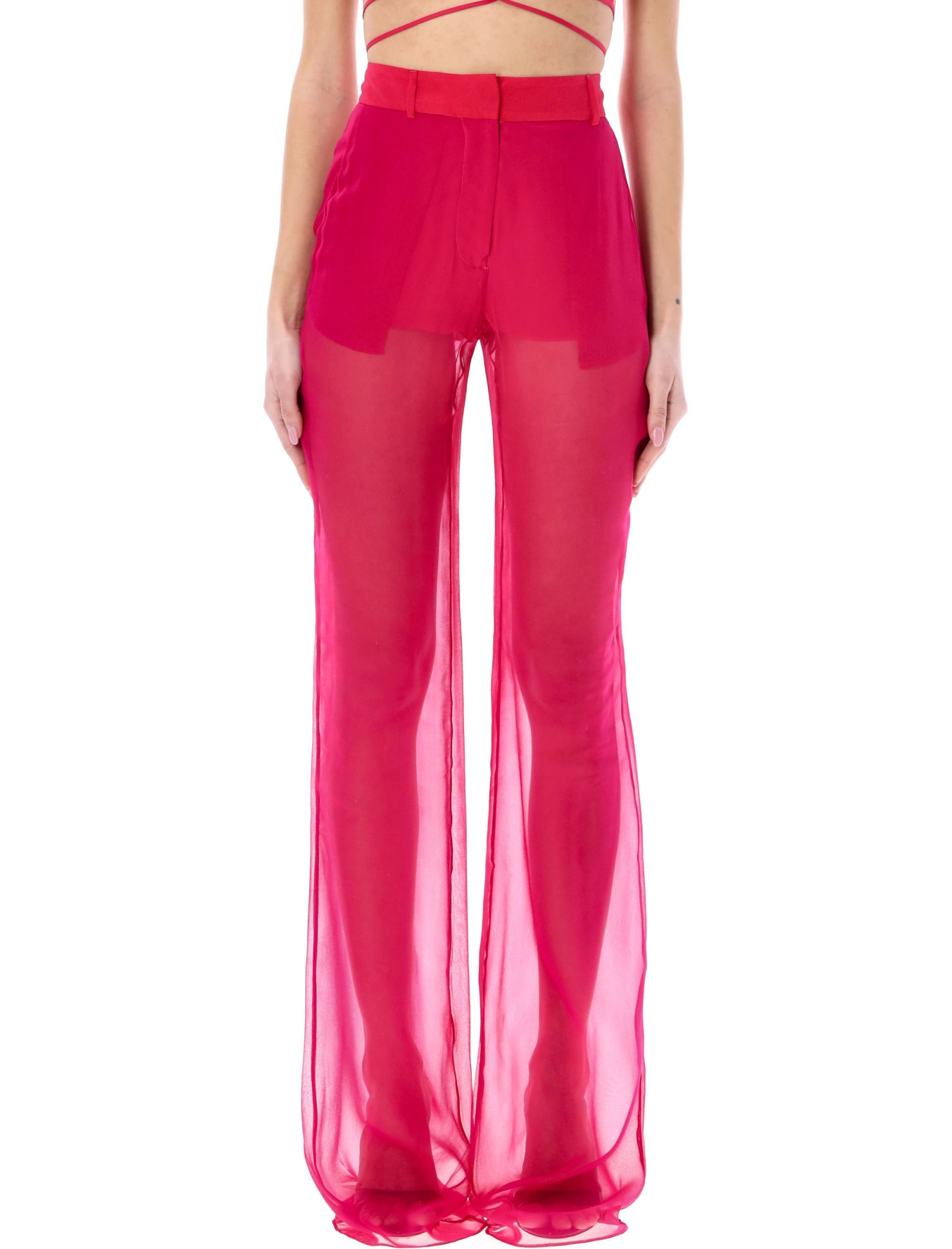 Nensi Dojaka Silk-georgette Flared Pants In Fuchsia