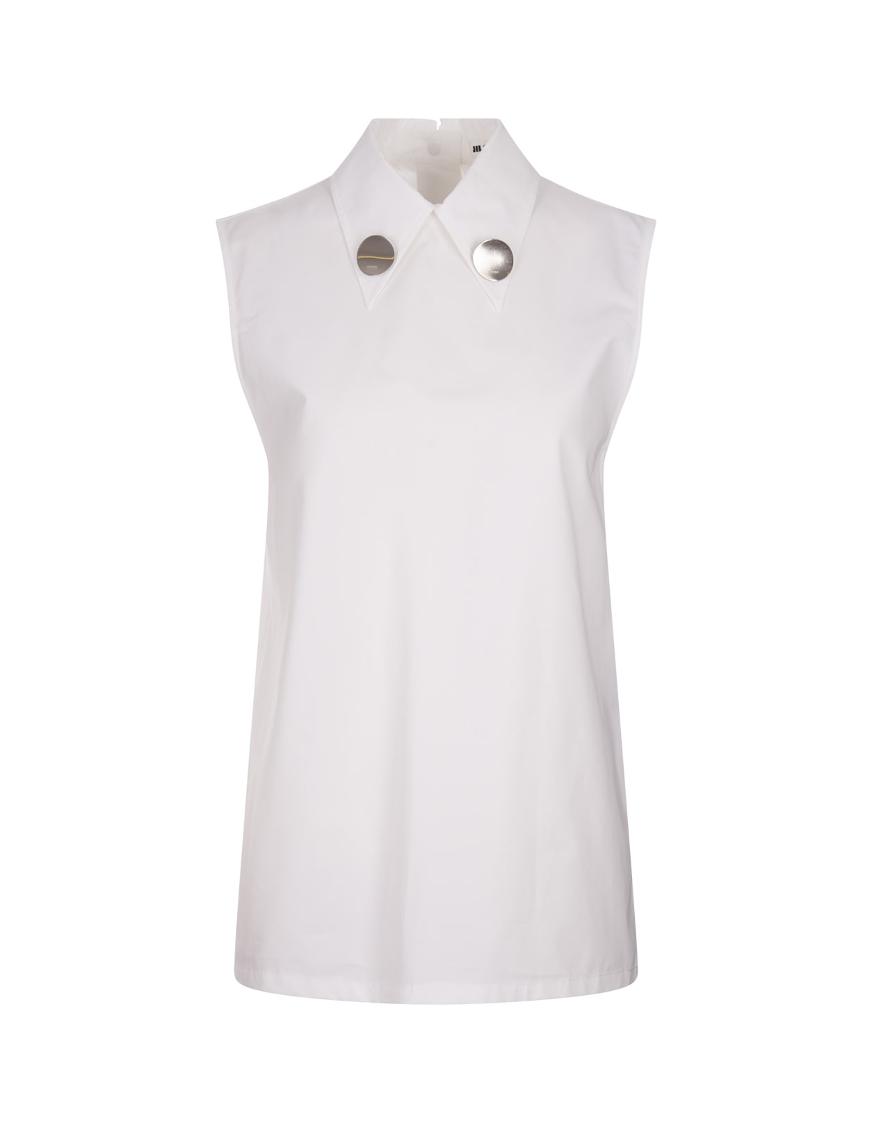 White Sleeveless Top With Jewel Clip