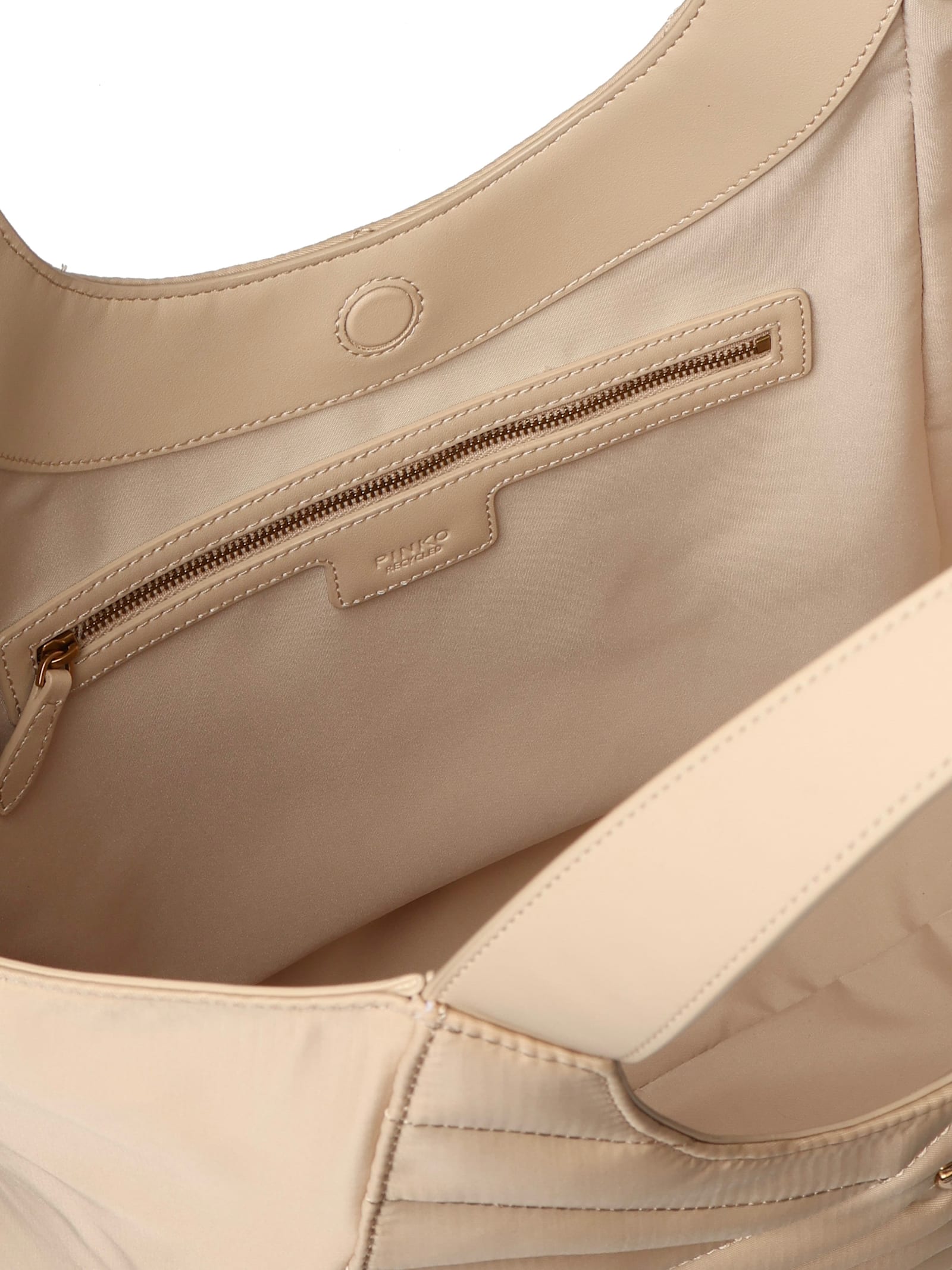 Pinko Puzzle Quilt Fabric Shopper Bag In Beige